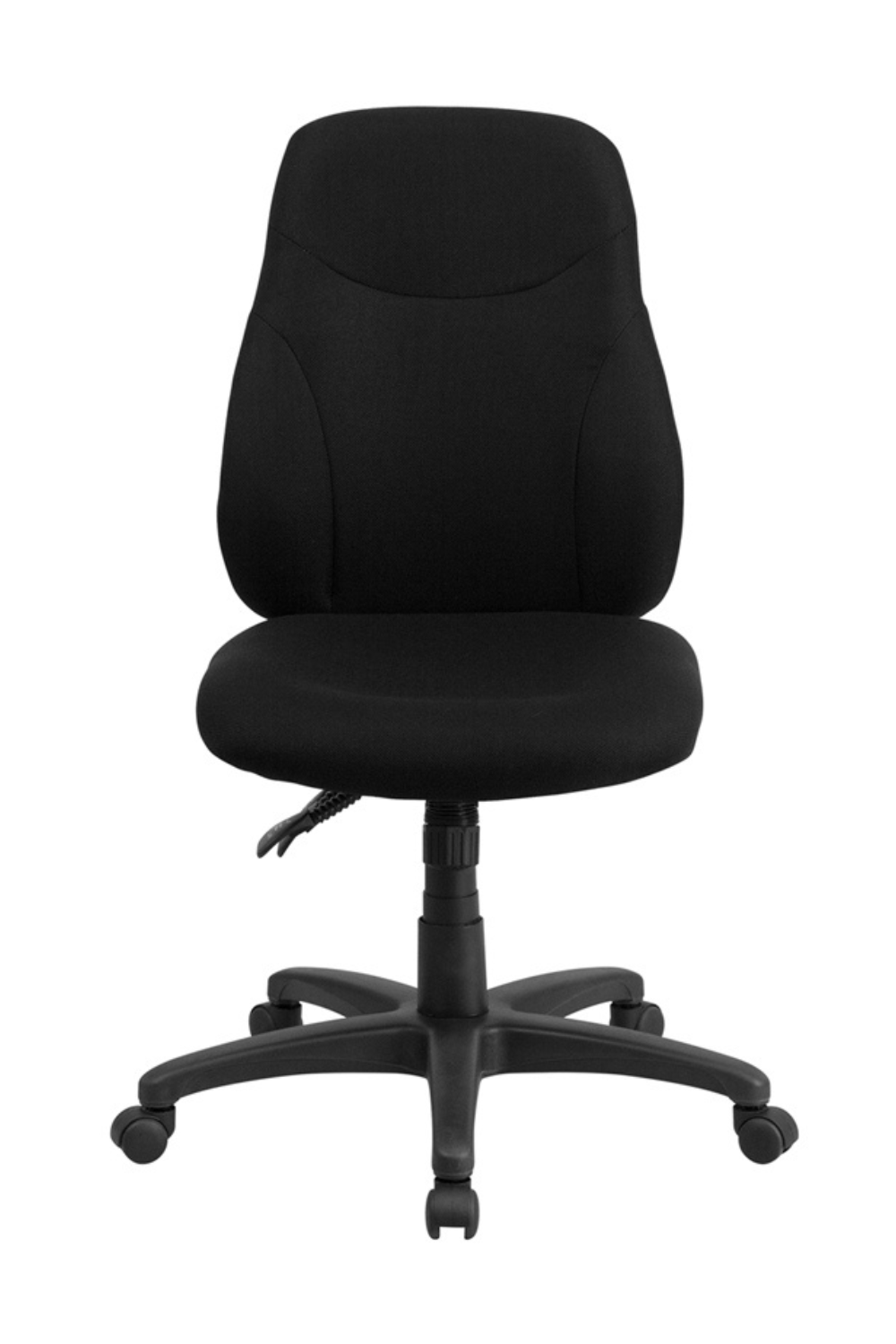 FLASH Brandy Mid Back Black Fabric Ergonomic Office Chair - Adjustable Swivel Task Chair with Lumbar Support for Home & Office Workspace