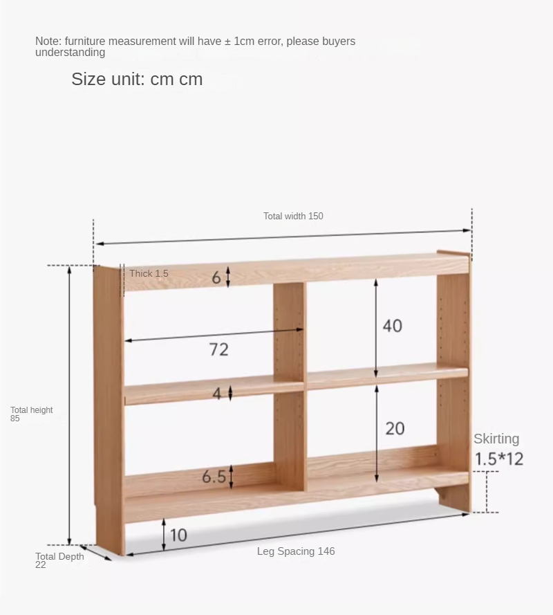 Oak Solid Wood Ultra Narrow Storage Rack - Space-Saving Shelf for Small Rooms, Bathroom, Kitchen & Closet Organization