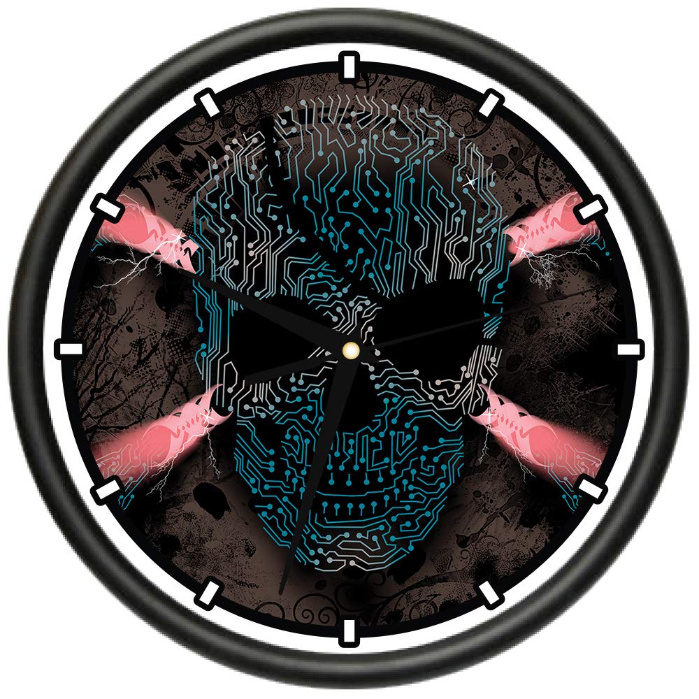 SignMission Cyber Pirate Design Wall Clock - Silent Quartz Movement - Perfect for Office, Classroom, Bedroom & Home Decor | Unique Gift for Gamers & Tech Lovers