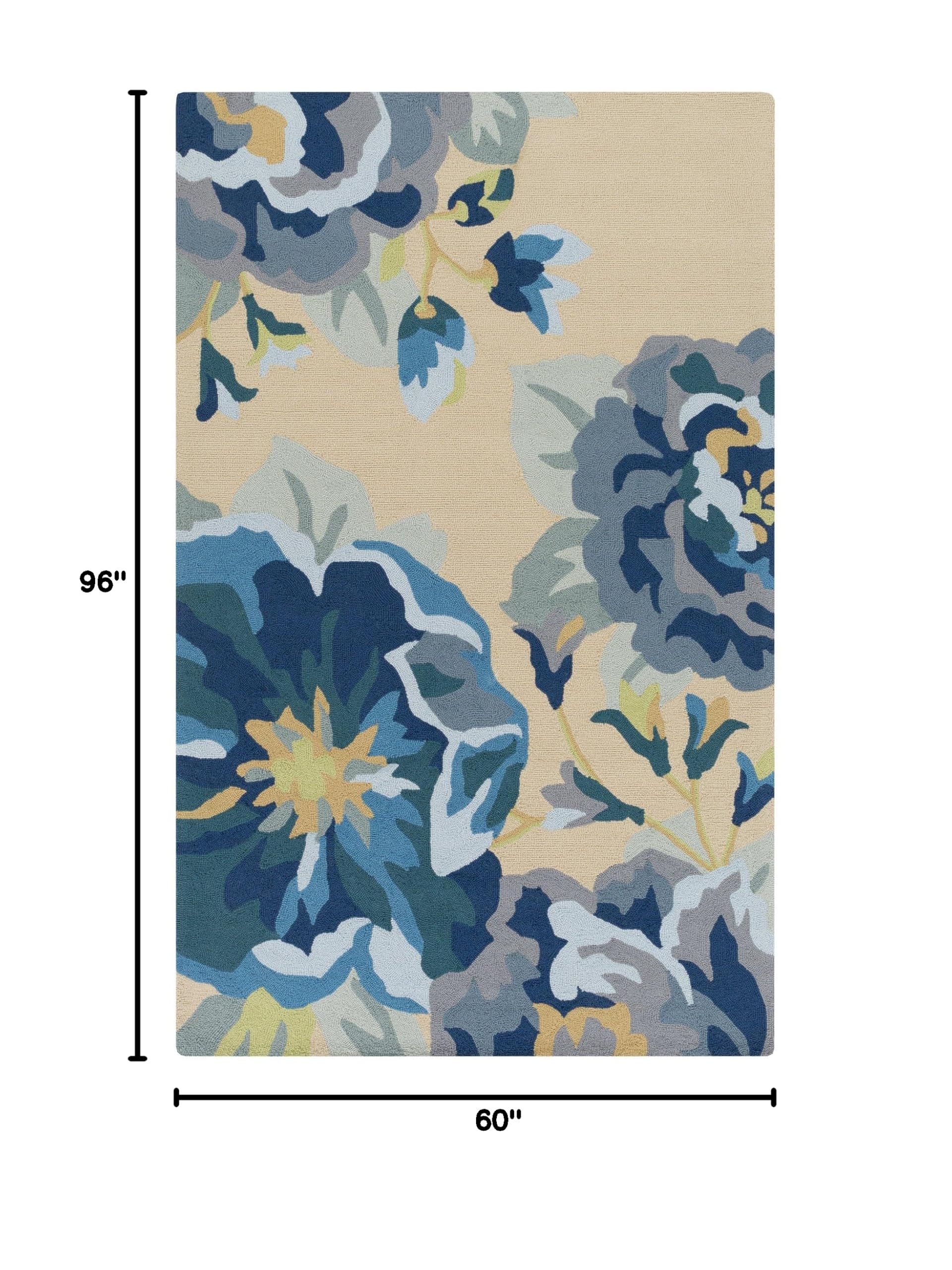 Rafael Blue Area Rug 5x8 Feet - Soft Modern Living Room Rug for Home Decor, Bedroom, Office - Non-Slip Comfortable Floor Mat