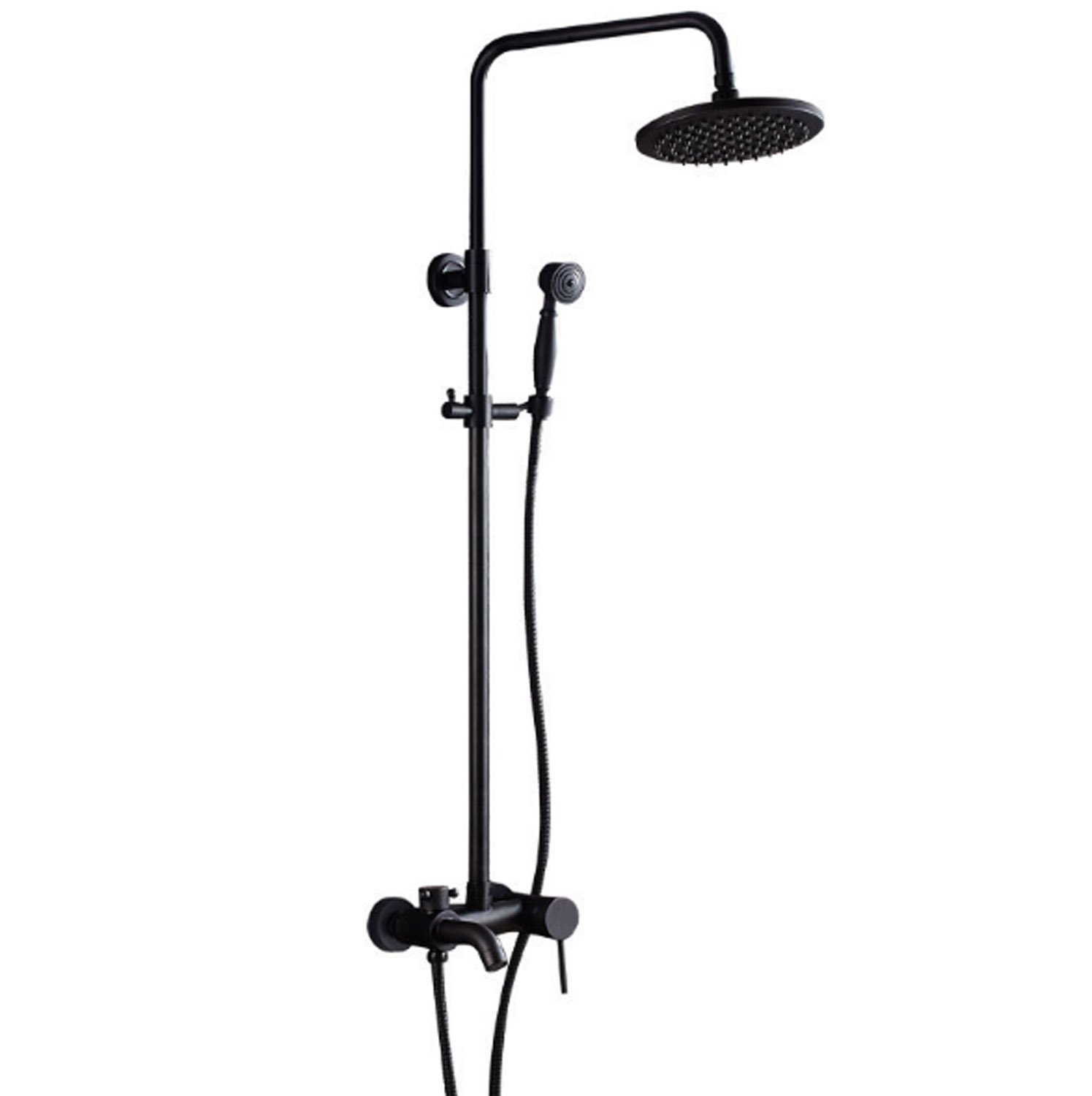 Vintage Black Bronze Tub Shower Faucet Set - European Style Thermostatic Mixer with Rainfall Shower Head & Handset - Wall Mounted Copper Riser Rail - Perfect for Retro Bathroom Renovation & Spa-Like Shower Experience