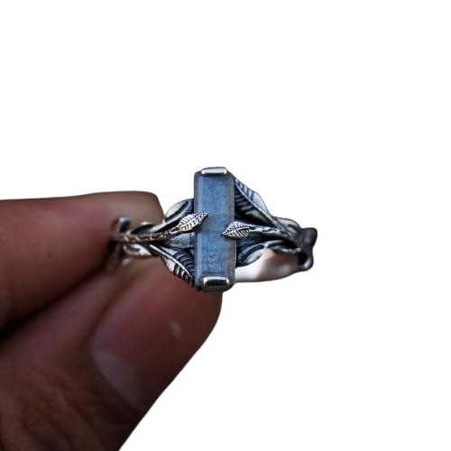 Labradorite Silver Ring for Women - 925 Sterling Silver Tree Branch Ring with Leaves Design, Handmade Rectangle Bar Ring, Gift for Wife, Sister, or Loved Ones | Perfect for Weddings, Anniversaries, and Special Occasions