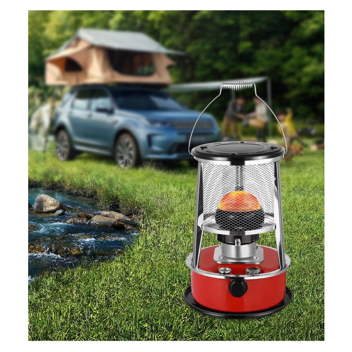 Portable Kerosene Heater Stove for Indoor & Outdoor Use - Large Automatic Extinguishing Camping Heater with Cooking Function - Perfect for Home, Garage, Emergency Heating & Outdoor Adventures (Red)