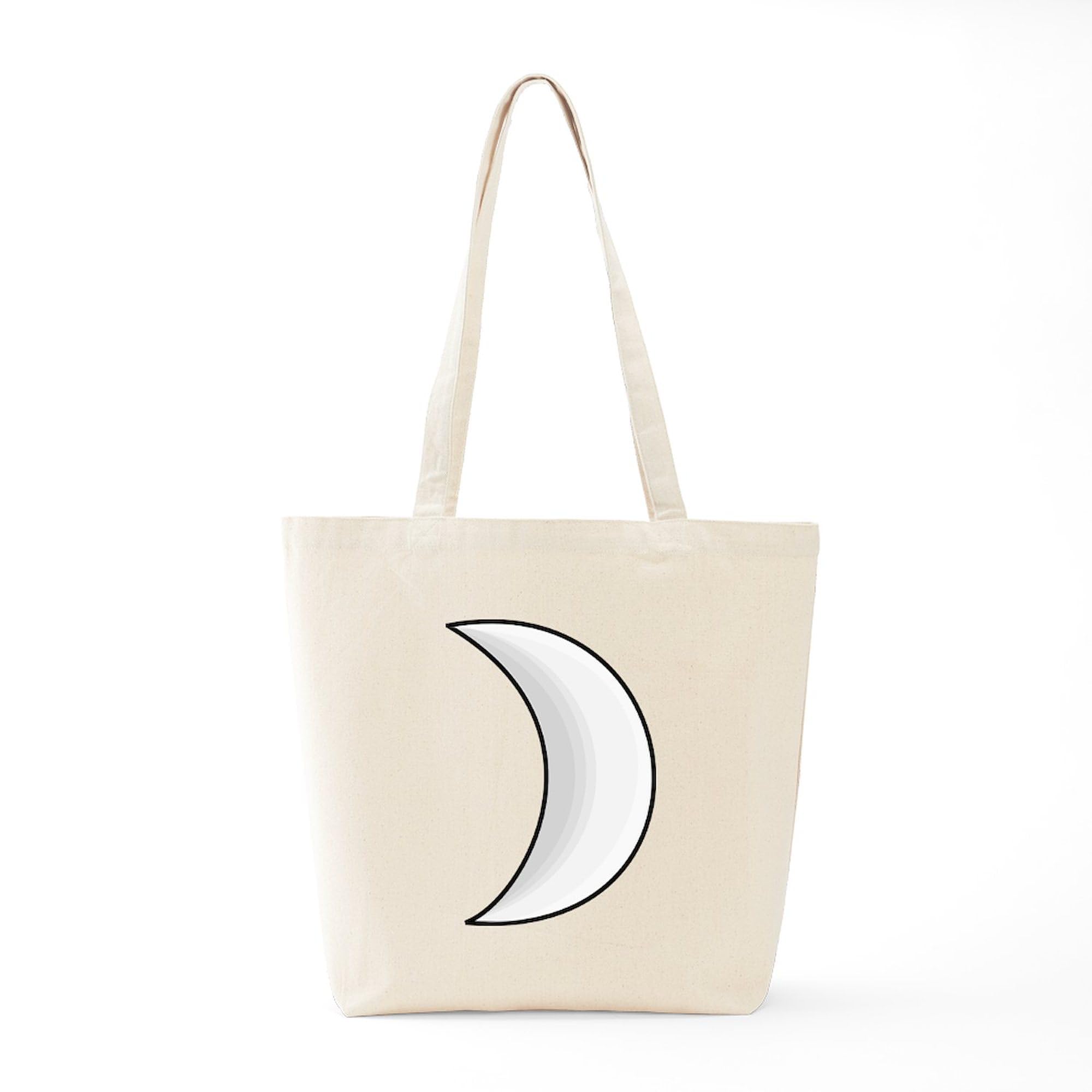 Silver Moon Crescent Tote Bag - Natural Canvas Reusable Shopping Bag for Women | Eco-Friendly Grocery Tote, Beach Bag & Everyday Carry-All