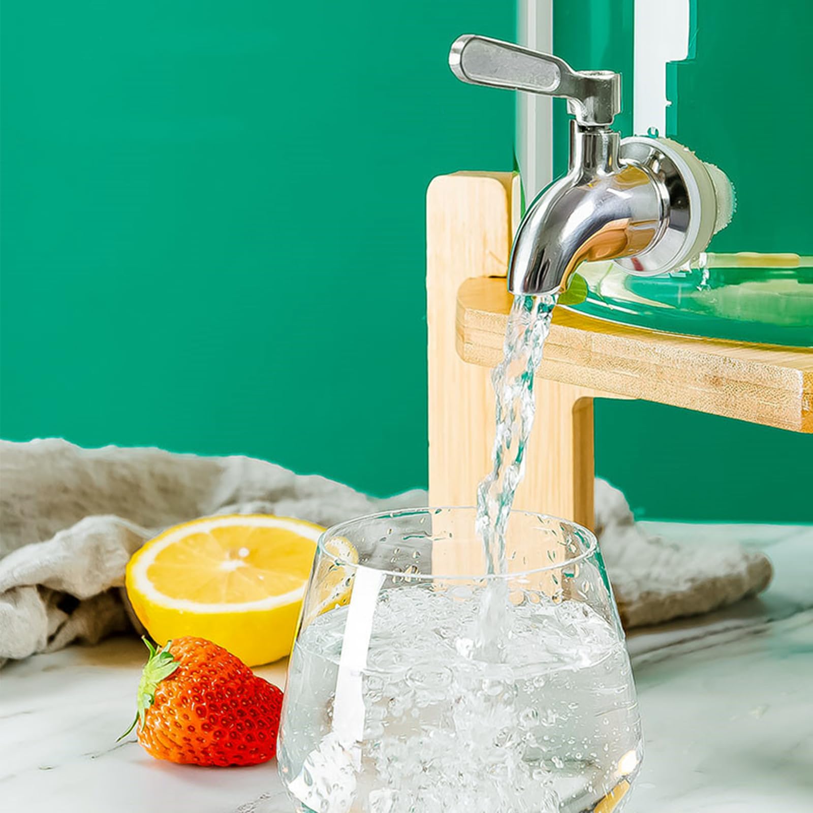 4 Gallon Glass Beverage Dispenser with Stand & Stainless Steel Spigot - 15L/4G Large Capacity Drink Dispenser for Parties, Bars, Restaurants - Perfect for Lemonade, Iced Tea, Cocktails & Outdoor Events