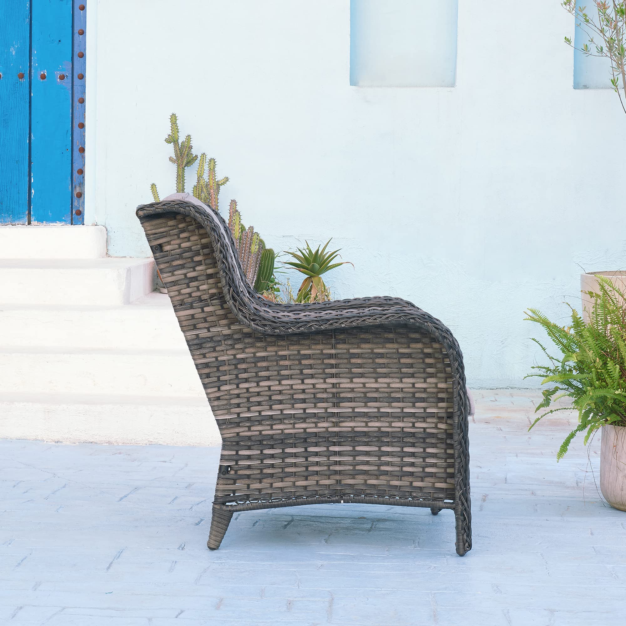 **Outdoor Wicker Patio Chairs - Rattan Dining Chairs with High Back & Deep Seating for Porch, Garden, or Poolside (Mixed Grey/Grey) - Perfect for Relaxing, Entertaining, and Outdoor Dining**