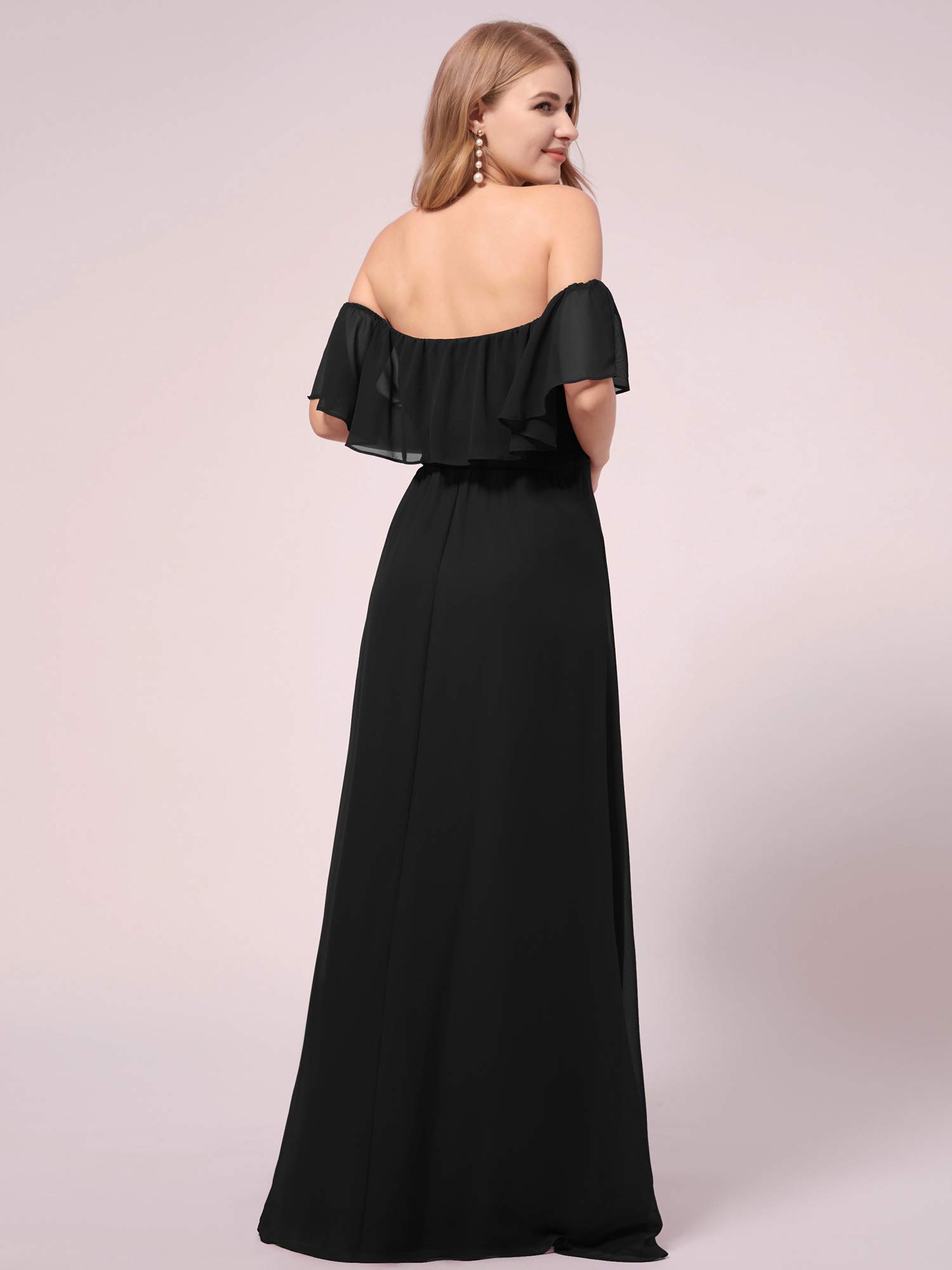 Ever-Pretty Women's Off-Shoulder Side Slit Long Chiffon Ruffle Maternity Dress for Pregnancy Party & Photography - Elegant Formal Occasion Wear (Style 0969-EY) | Perfect for Baby Showers, Bridal Events & Special Celebrations