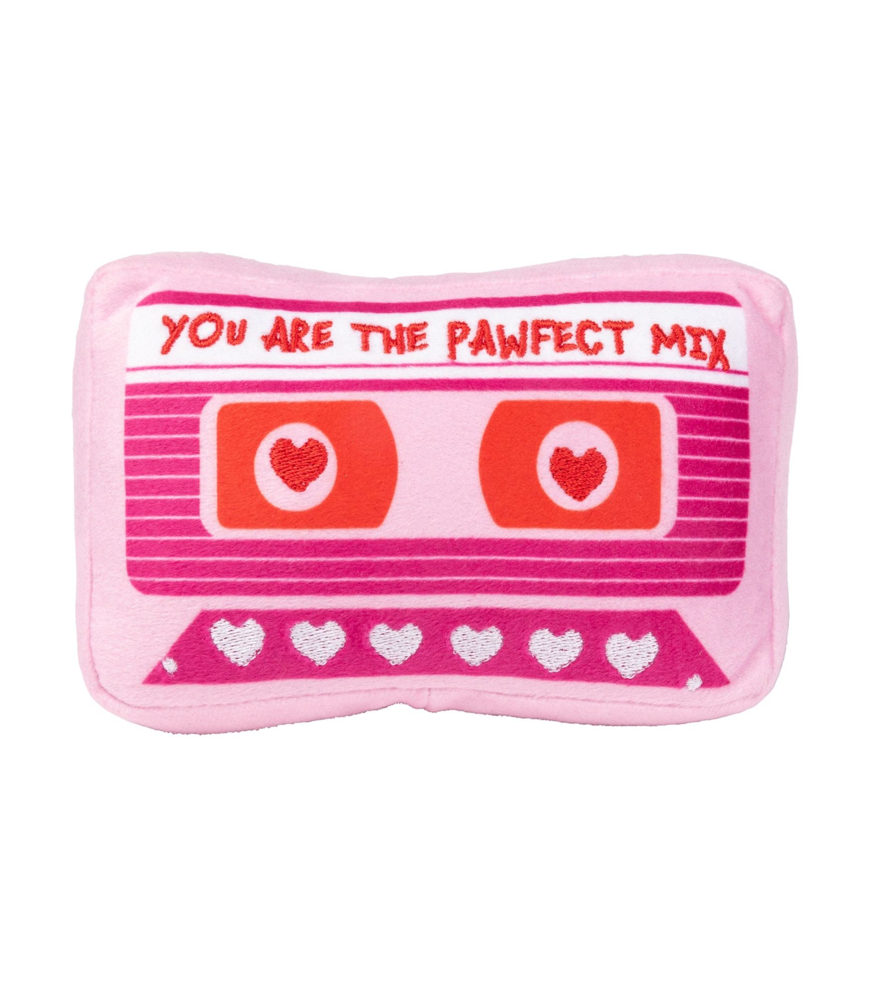 Fuzzy Valentine's Day Plush Dog Toy - Pawfect Mix Tape Shape | Cute & Durable Pet Chew Toy for Small & Medium Dogs | Perfect Gift for Puppy Love & Playtime