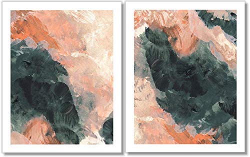 Abstract Art Prints - Modern Contemporary Wall Decor Set of 2 (11x14 Inches) - Unframed Canvas Posters for Living Room, Bedroom & Office Decor