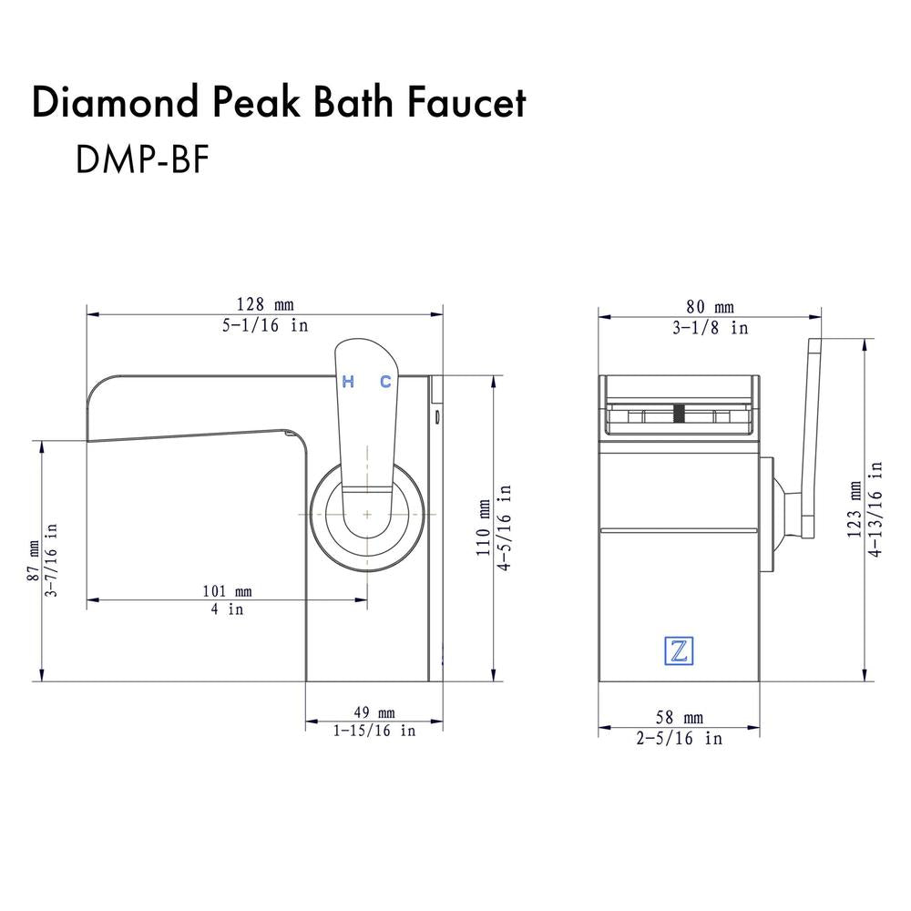 ZLINE Diamond Peak Bath Faucet - Modern Matte Black Bathroom Faucet with High Arc Spout for Sink Vanity - Perfect for Contemporary Home & Luxury Hotel Bathroom Renovations