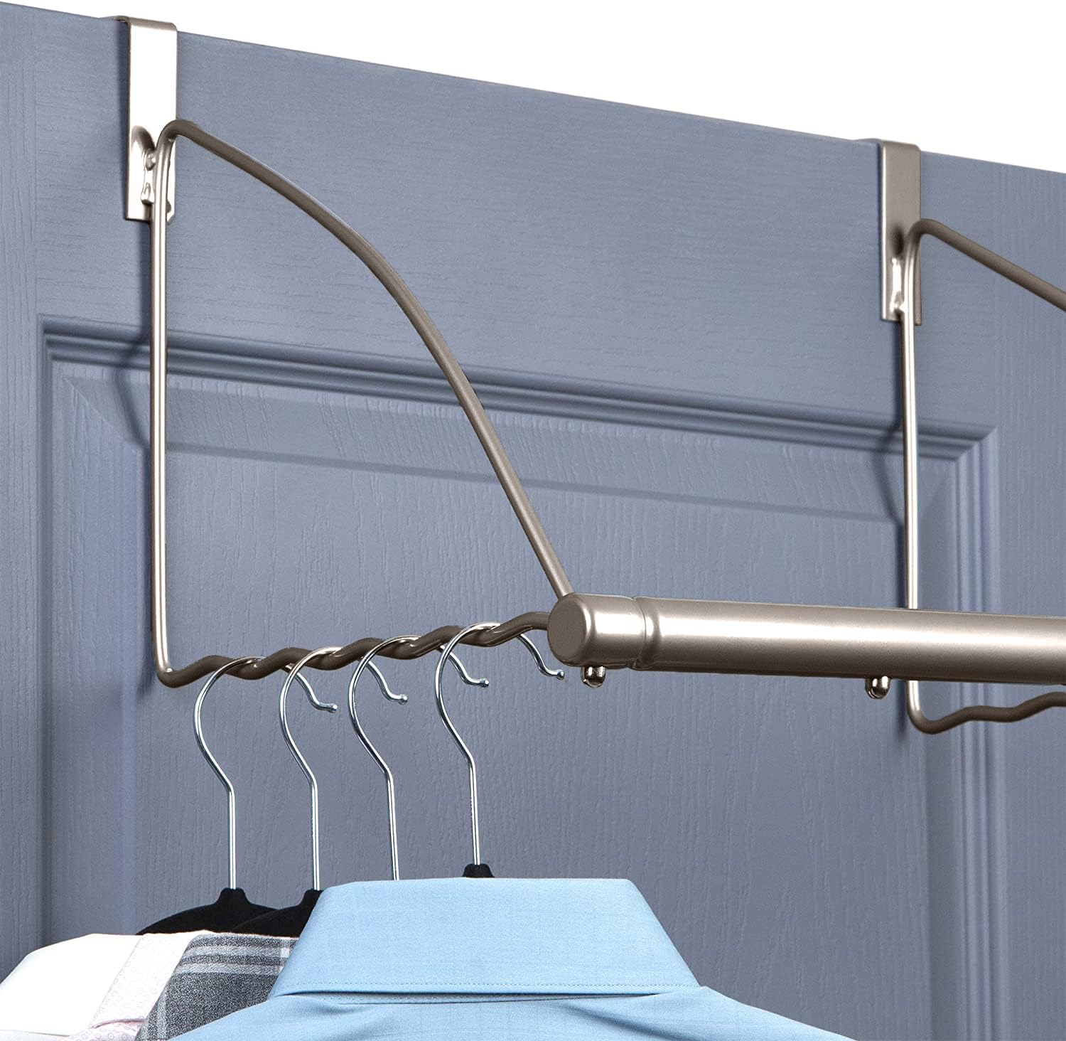 HOLDN’ STORAGE Over The Door Hanger - Space Saving Clothes & Towel Organizer for Bathroom, Bedroom, Closet - Durable Gray Door Rack for Hanging, Drying & Storage - Perfect for Small Spaces, Apartments & Dorm Rooms