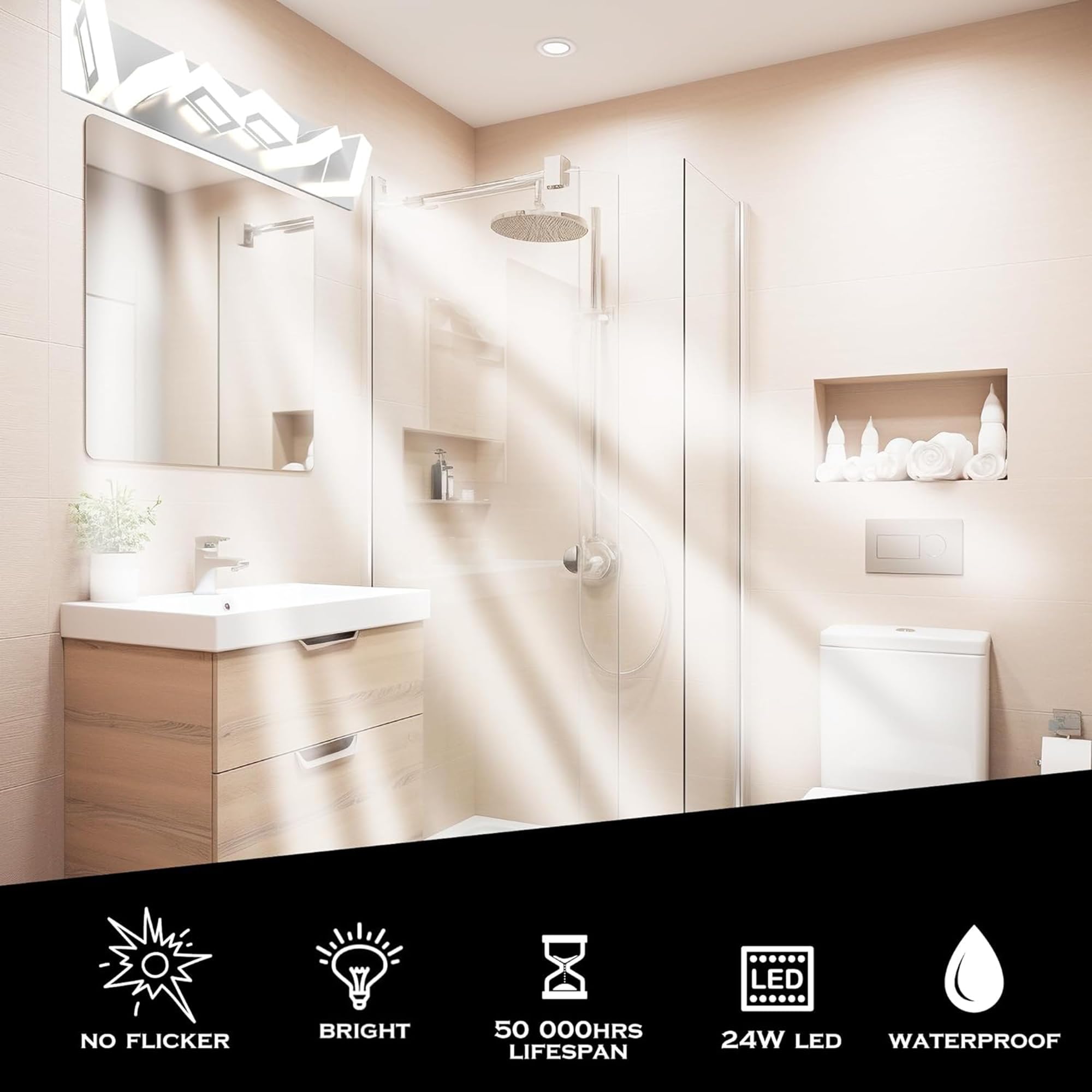 Effulgence LED Vanity Light - Modern Bathroom Mirror Light Fixture, Energy-Efficient Toilet & Restroom Lighting for Makeup, Shaving & Grooming