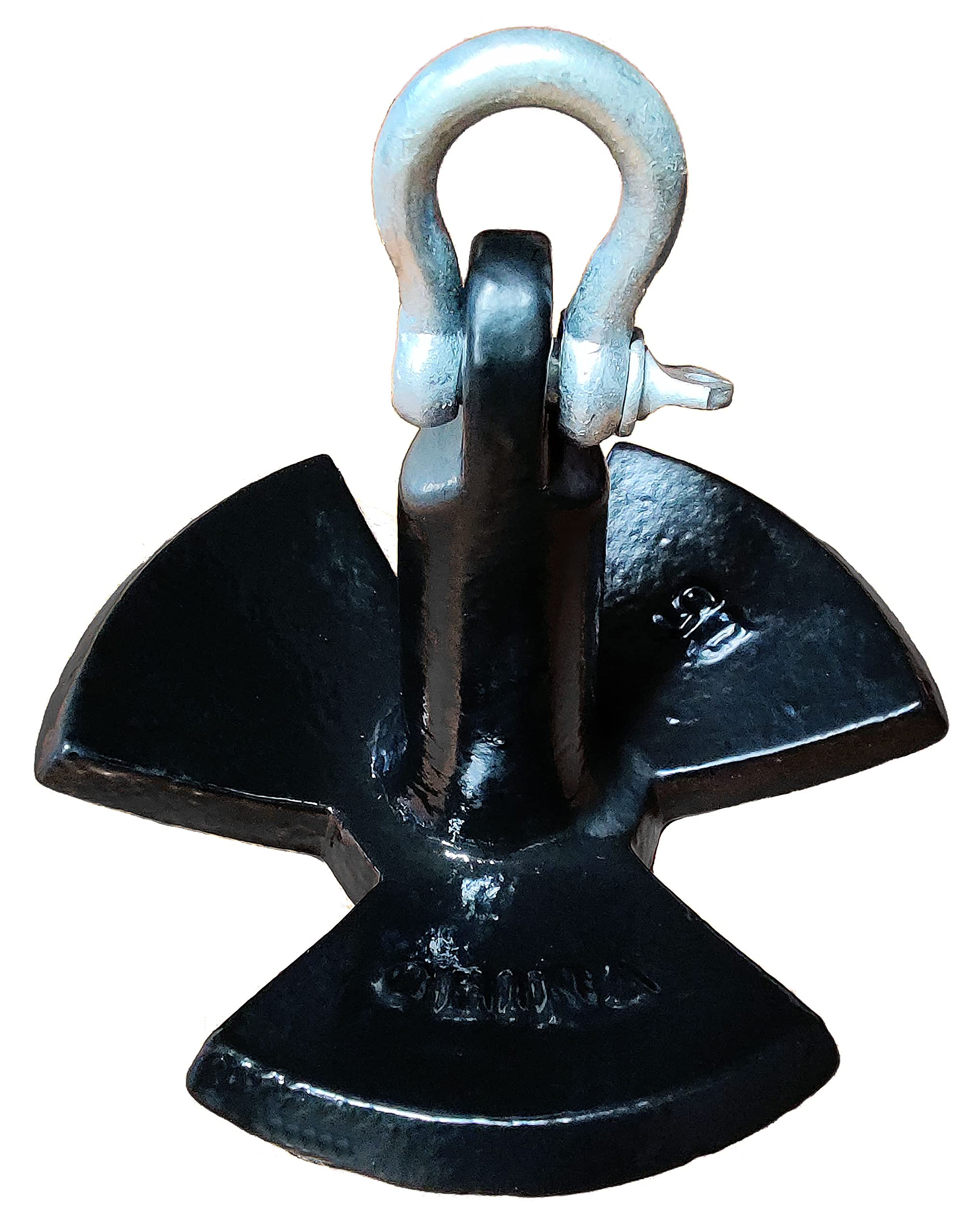 Heavy Duty Black PVC Vinyl Coated Cast Iron River Anchor with Large Shackle - Perfect for Boats, Kayaks & Canoes | Secure Mooring for Lakes & Rivers