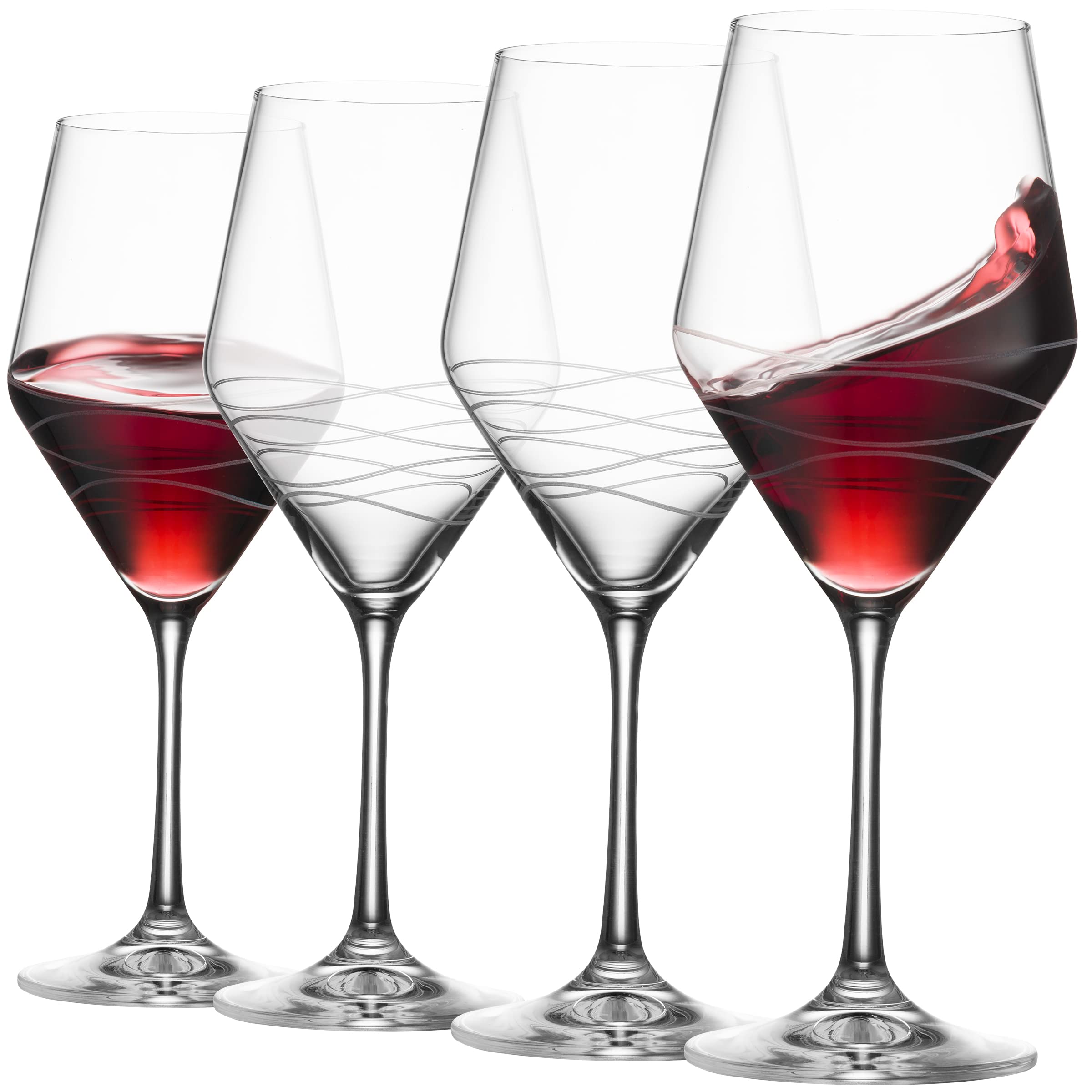 Premium 20oz Crystal Clear Red Wine Glasses Set of 4 - Elegant Long Stem Wine Glasses for Cabernet, Merlot & Pinot Noir | Perfect Wedding, Anniversary & Christmas Gift | European Made | Ideal for Dinner Parties, Romantic Dates & Wine Tasting Events