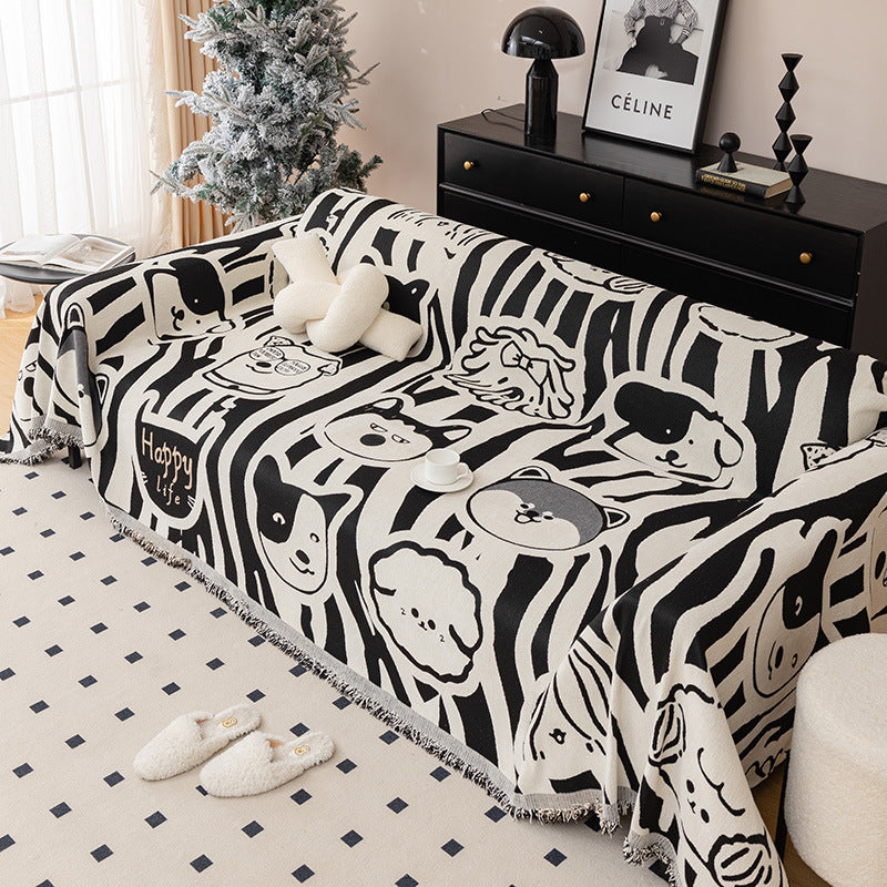 Bellamy Cute Dog Print Sofa Blanket Throw Cover - Soft Cozy Pet-Themed Blanket for Couch, Bed, and Home Decor - Perfect for Snuggling, Gifting, and Winter Warmth