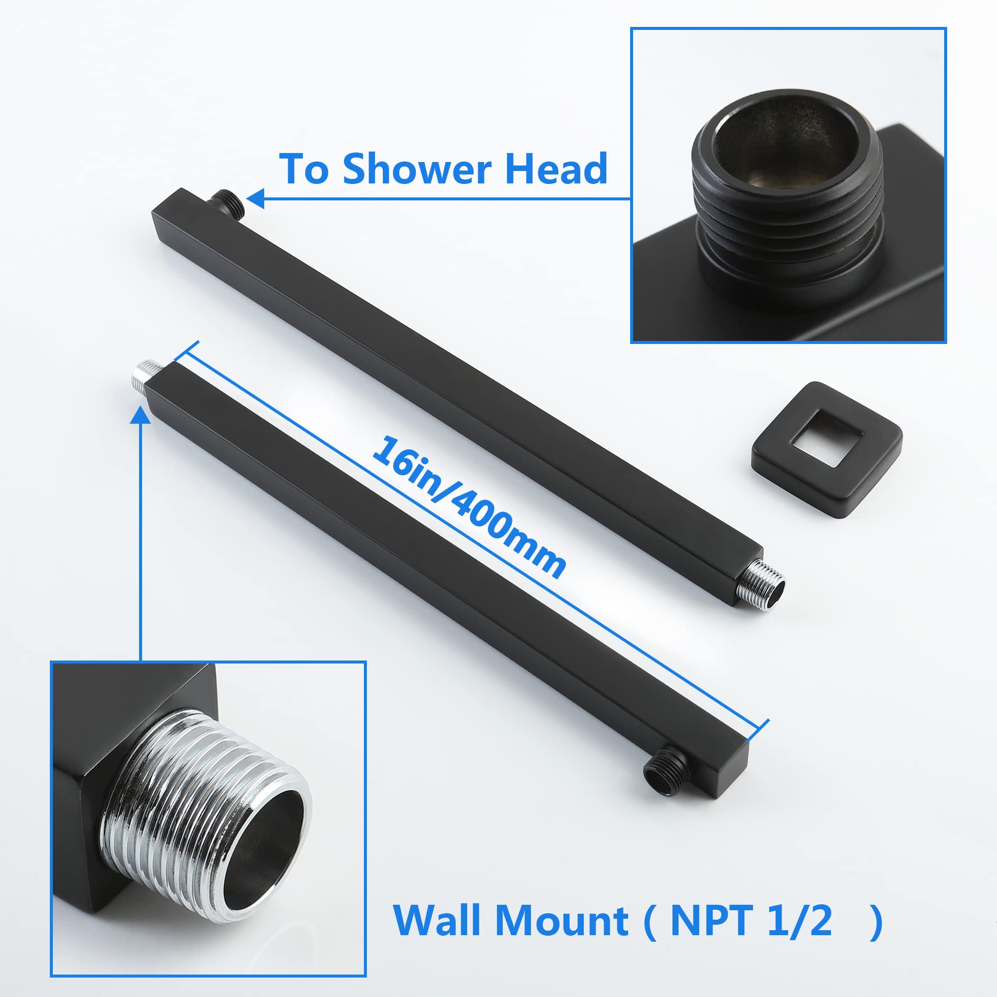 SKOWLL 10 Inch Rainfall Shower System - Matte Black Wall Mounted Shower Faucet Set with Tub Spout & 3 Handle Controls | Luxury Bathroom Upgrade for Spa-Like Experience