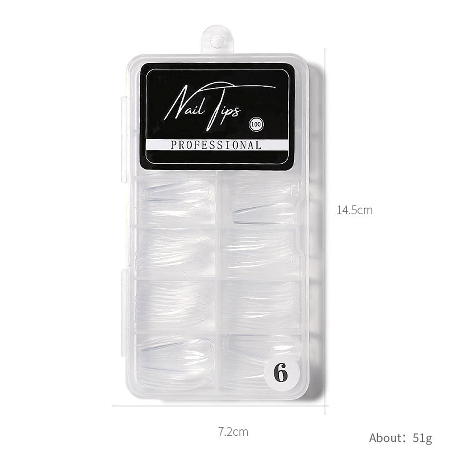 100PCS Clear Acrylic Nail Tips - Full & Half Cover False Nails in Coffin & Ballerina Shapes - 10 Sizes for Nail Salon & DIY Manicure - Perfect for Home Nail Art, Professional Application, and Special Occasions