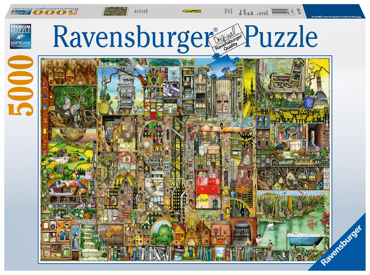 Ravensburger 5000-Piece Bizarre Town Puzzle by Colin Thompson - High-Quality European-Made Jigsaw for Adults & Teens 14+ - Perfect for Family Bonding, Stress Relief & Home Decor