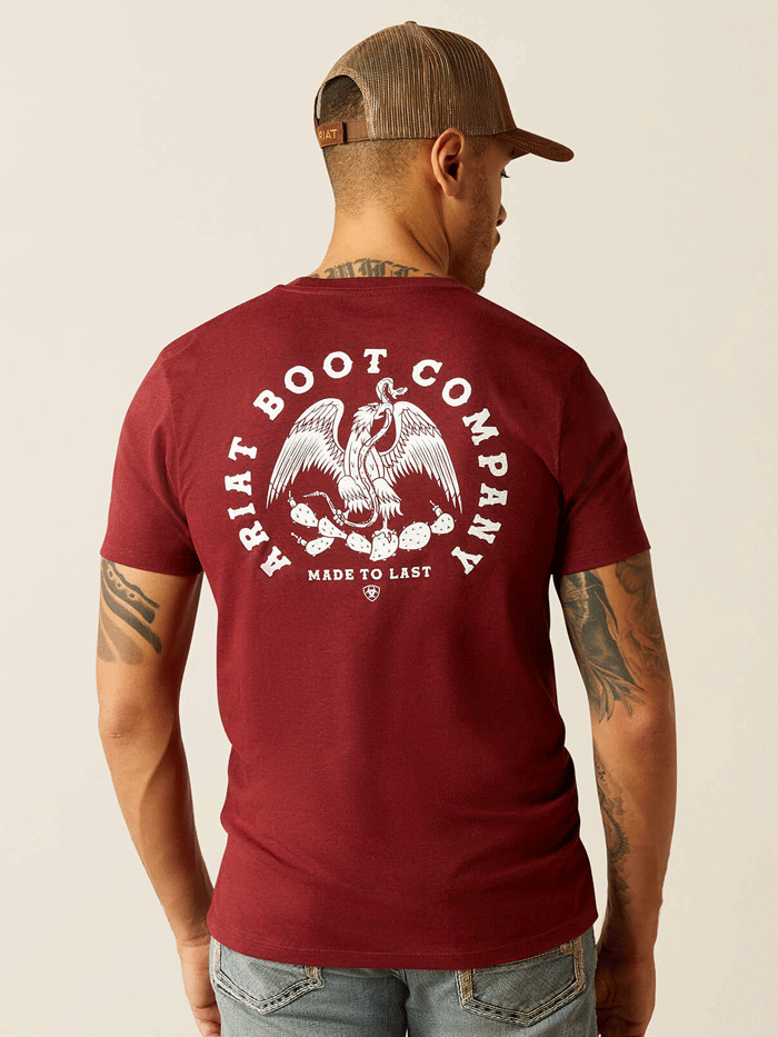 Ariat Men's Eagle and Snake Graphic T-Shirt - Burgundy Red Cotton Tee for Casual Wear & Western Style Outfits