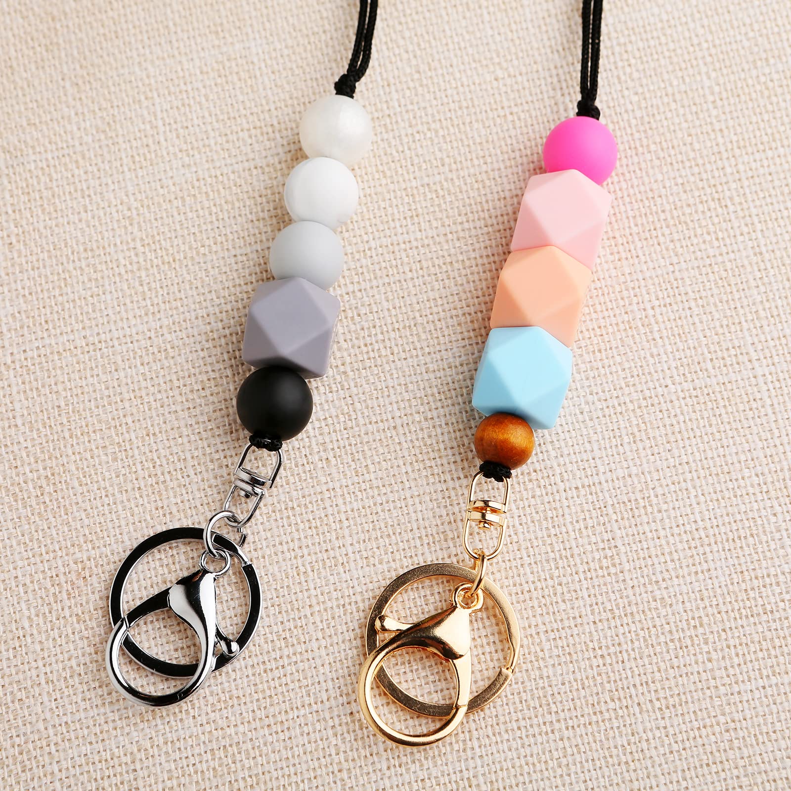 2PCS Boho Beaded Lanyards for Teachers, Nurses & Women - Stylish ID Badge & Key Holder for Work & School
