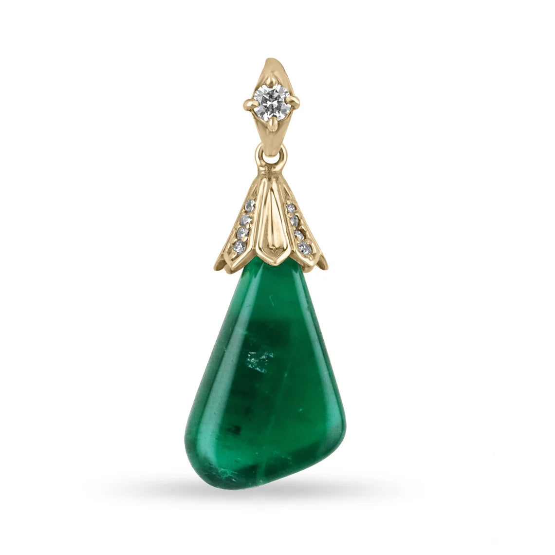 13.50 Carat Natural Colombian Emerald Baroque Pendant Necklace with Diamond Accent - Elegant Jewelry for Women, Perfect for Weddings, Parties & Special Occasions