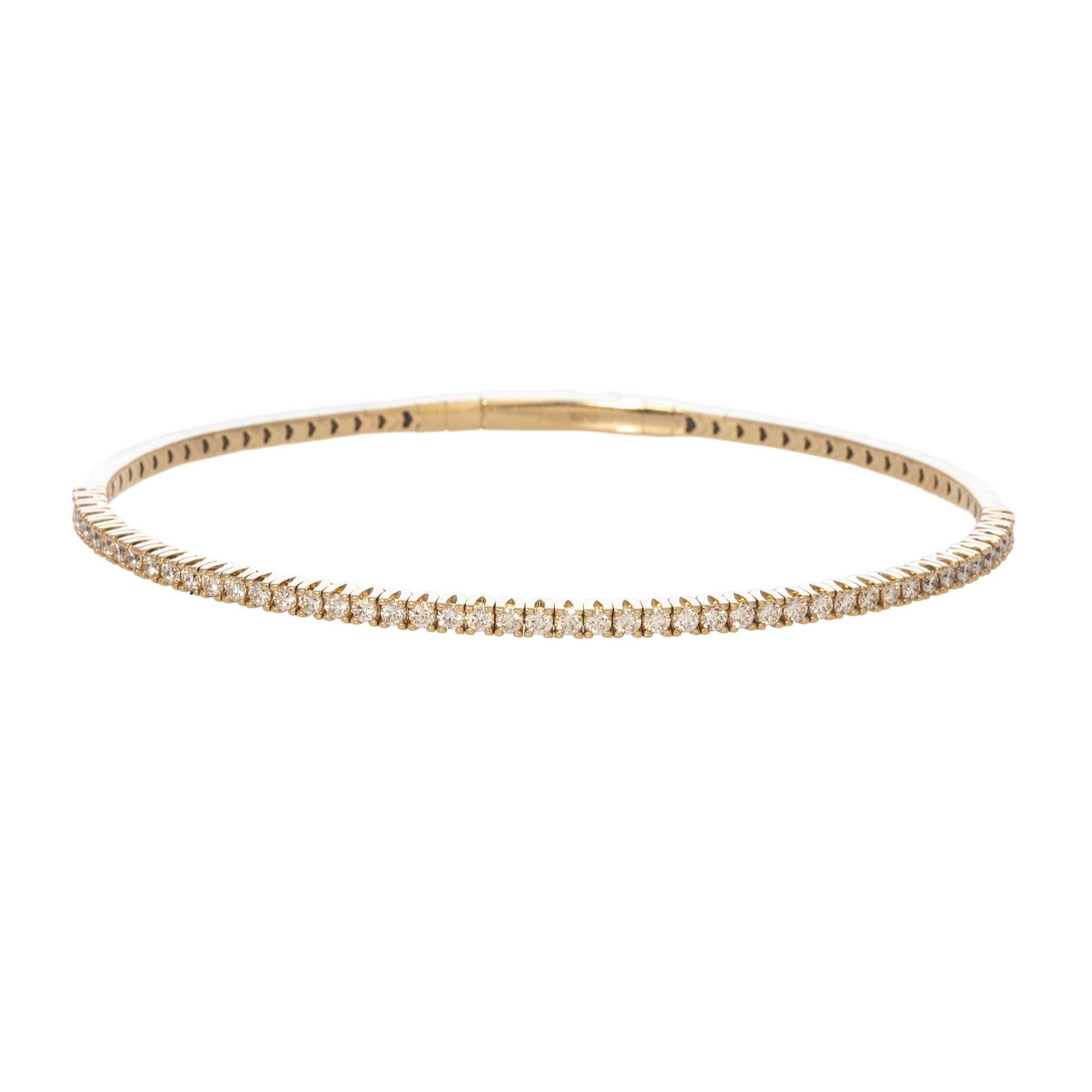 0.89ctw Diamond Tennis Bracelet in 14K Yellow Gold - Flexible & Adjustable for Women - Perfect for Weddings, Parties & Everyday Elegance
