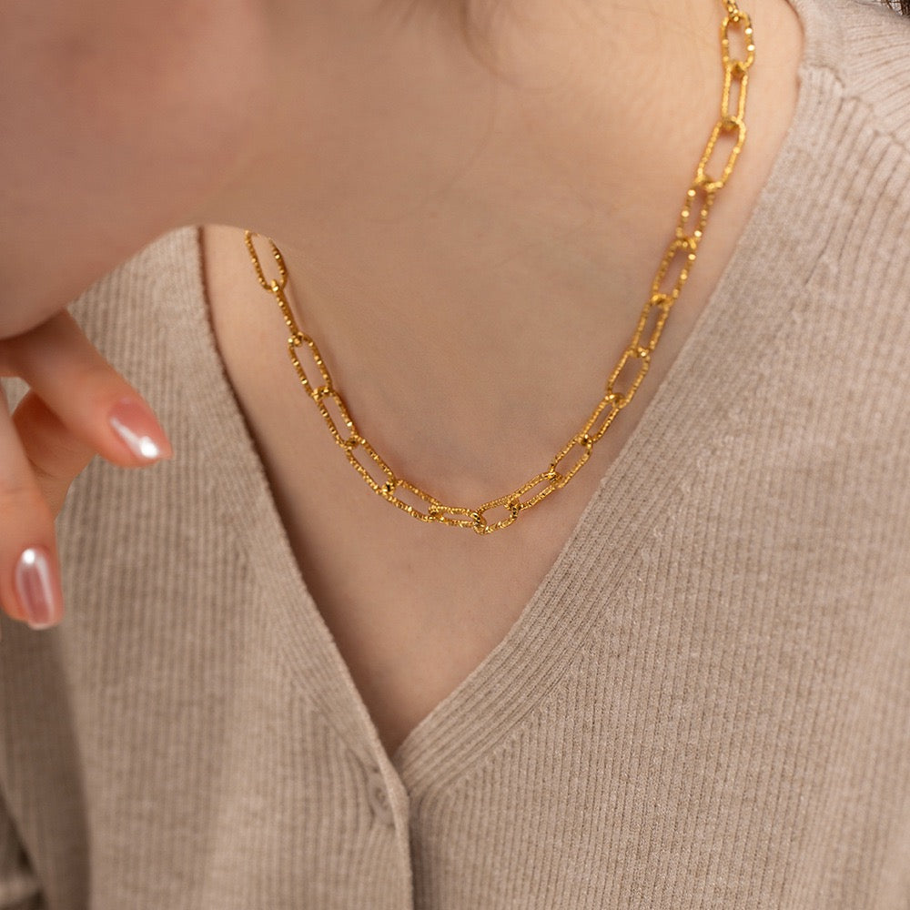 18K Gold Plated Stainless Steel Link Chain Bracelet & Necklace Set for Women - Elegant Jewelry Gift for Birthday, Anniversary, Valentine's Day | JDWB030 | Perfect for Parties, Weddings, Date Nights and Everyday Wear