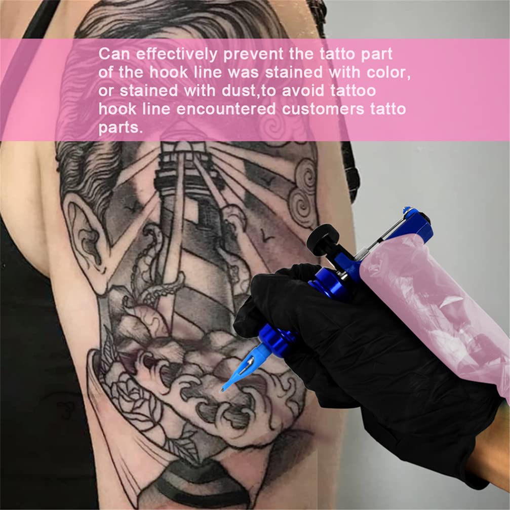 Healeved 100pcs Pink Tattoo Clip Cord Covers - Plastic Sleeves for Tattoo Machine Cartridges | Durable & Hygienic Tattoo Supplies Accessories | Perfect for Tattoo Artists & Studios