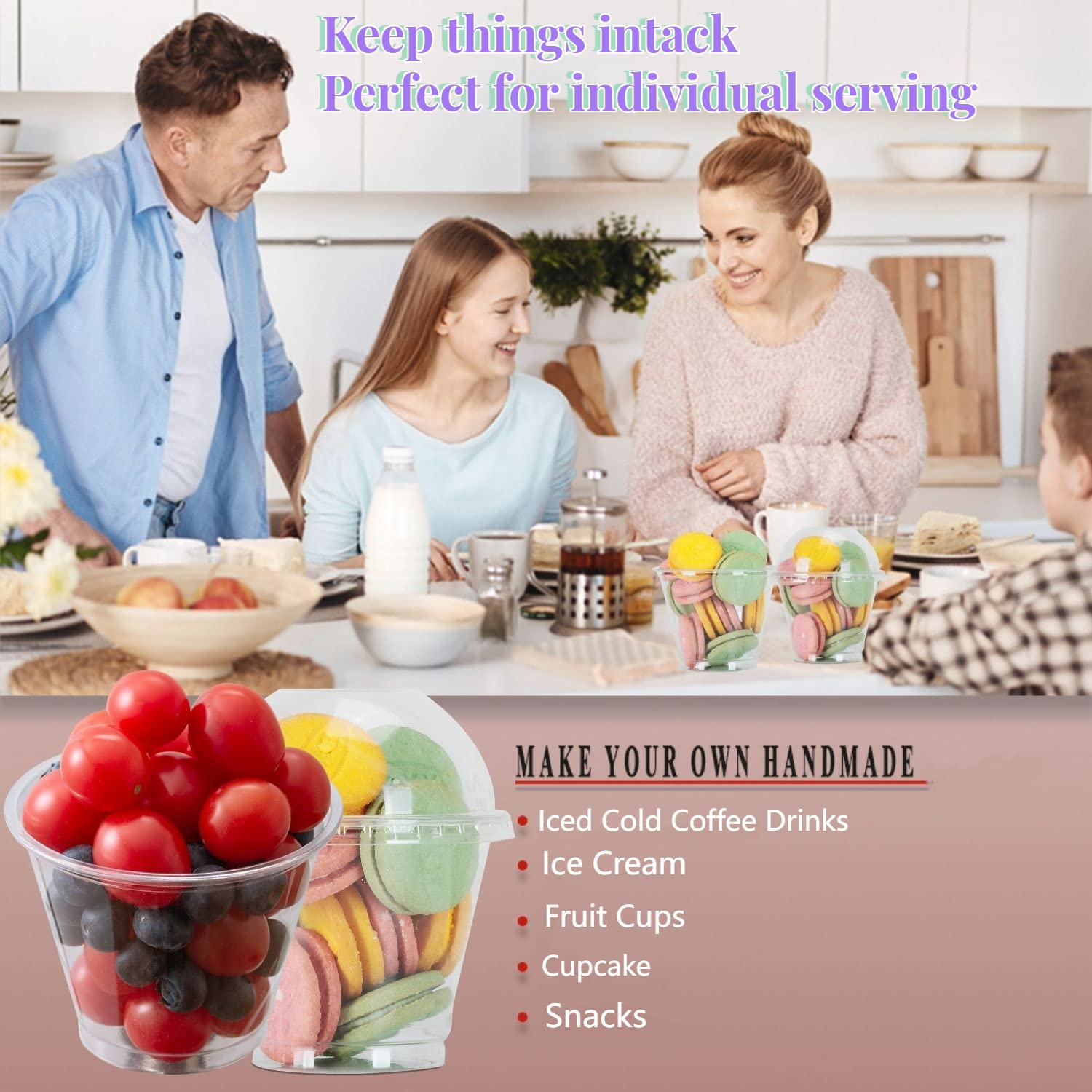 25 Sets 9oz Clear Plastic Parfait Cups with Dome Lids (NO HOLE) - Disposable Dessert Cups for Dips, Snacks, Yogurt, Smoothies & Cold Drinks | Leak-Proof | Perfect for Parties, Catering & Dessert Shops