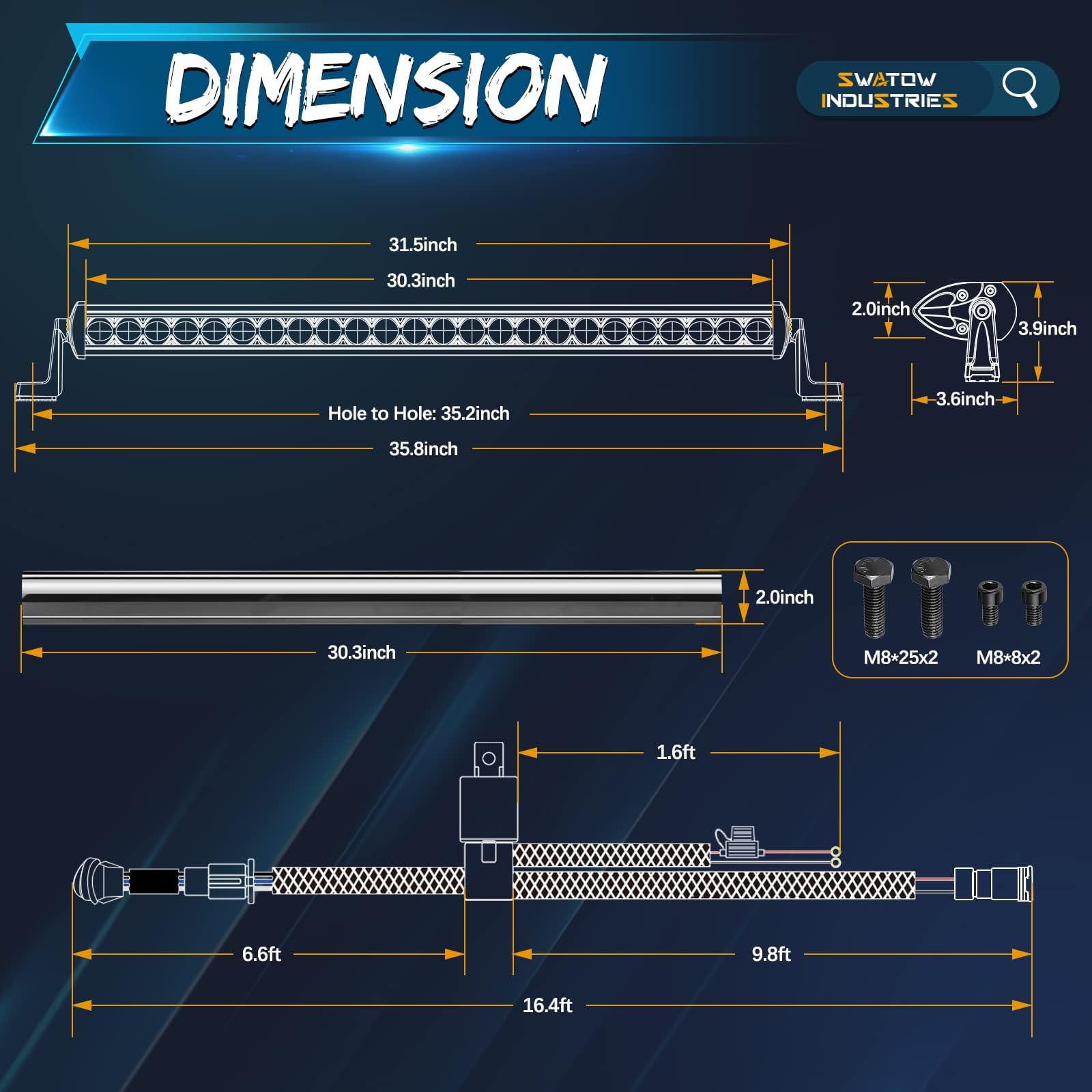 50 Inch Triple Row LED Light Bar with 30 Inch Single Row Light Bar - High Power Off-Road Lighting for Trucks, Jeeps & ATVs - Perfect for Night Driving, Camping & Outdoor Adventures