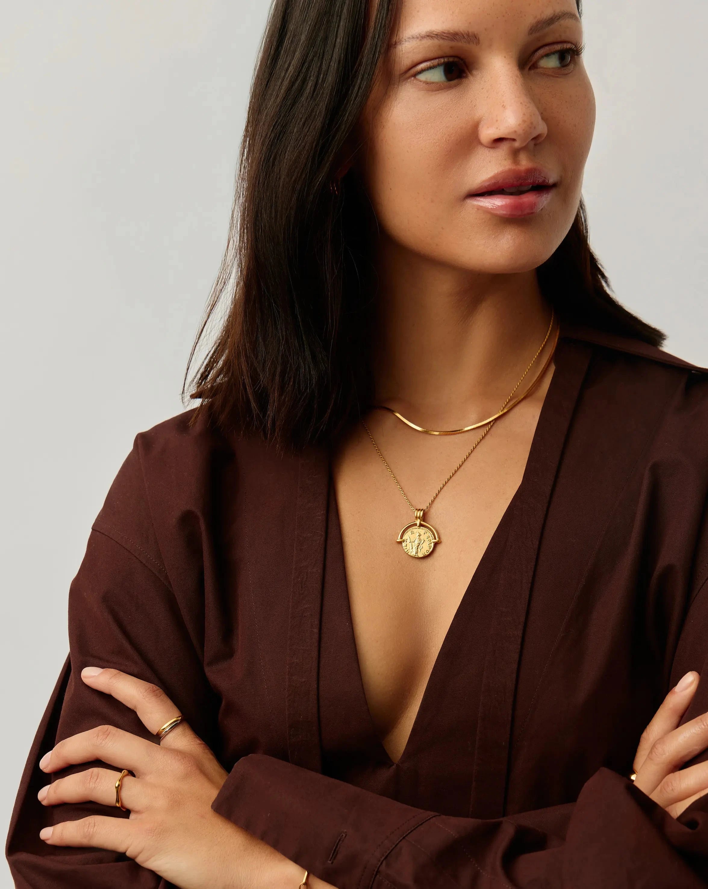 Lucy Williams Roman Arc & Snake Necklace Set - 18k Gold Plated & Vermeil Jewelry for Women | Elegant Layered Necklace for Party, Date Night & Special Occasions
