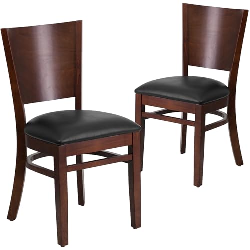 Black Vinyl Seat/Walnut Wood Frame