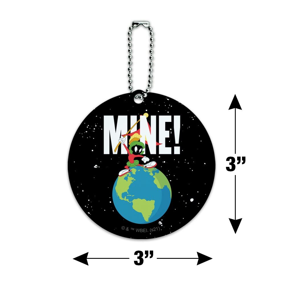 Looney Tunes Marvin The Martian Round Luggage ID Tag - Cute Suitcase Name Tag for Carry-On Bags - Perfect for Travel Identification & Kids' Backpacks