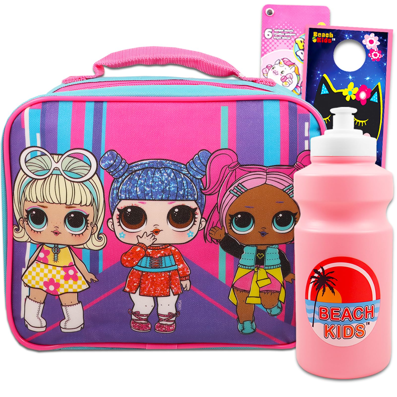 LOL Surprise! Girls Lunch Box Set with Water Bottle, Stickers & Accessories | Cute Insulated Lunch Bag for School, Picnics & Travel | Official LOL Dolls Collection