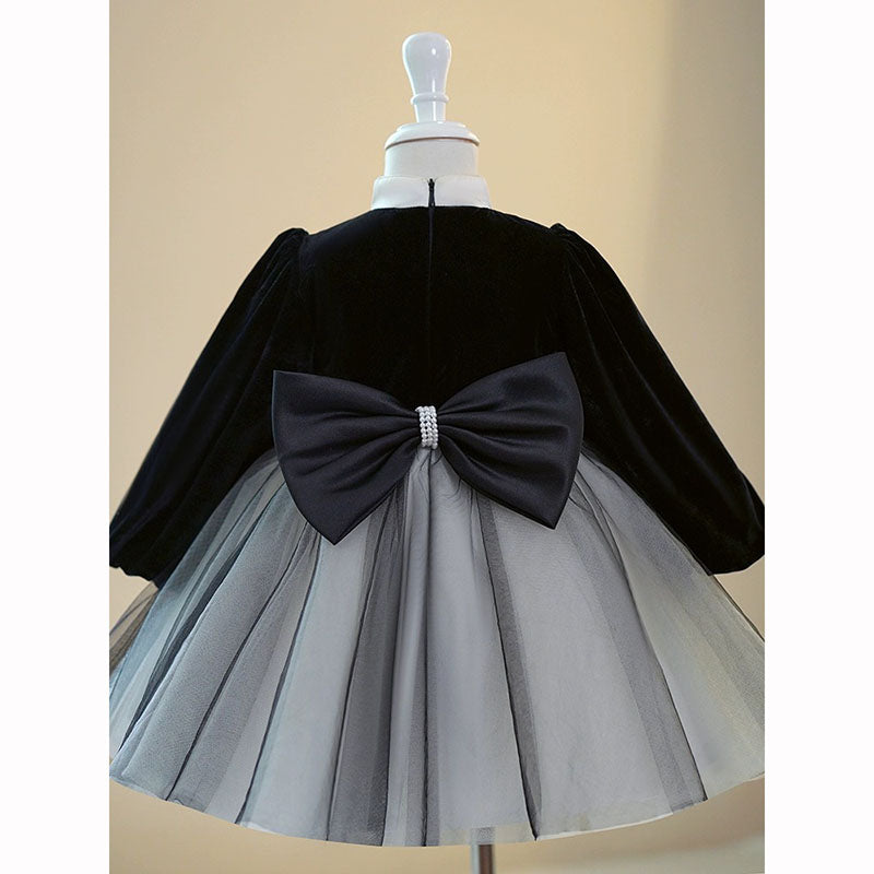 Elegant Black Button Catwalk Princess Dress for Baby Girls | Toddler Birthday Party Dress | Perfect for Birthday Parties, Photo Shoots & Special Occasions