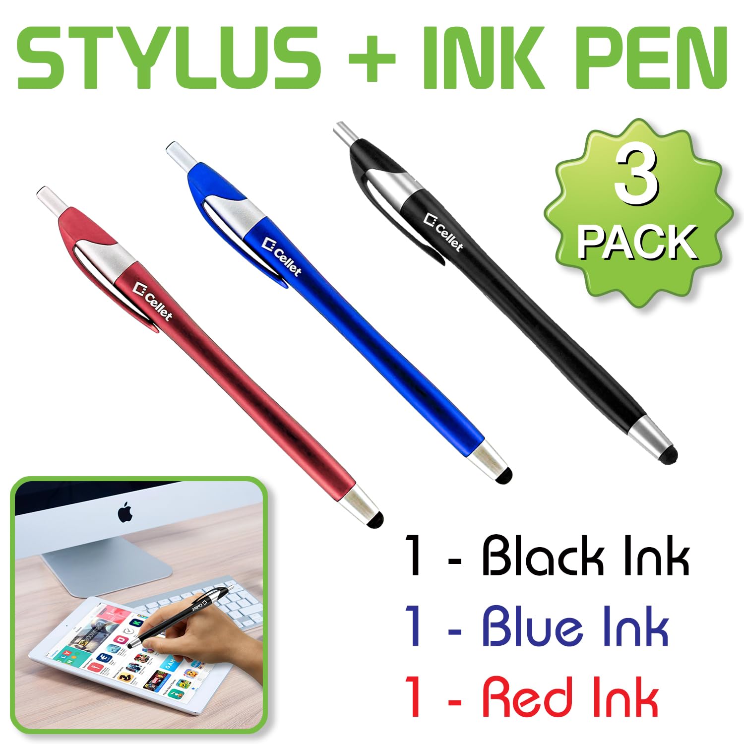 Premium 2-in-1 Stylus Pen for iPad Pro/Air/Mini & iPhone | Compatible with Samsung Galaxy Tablets & Smartphones | Perfect for Drawing, Note-Taking & Digital Signatures