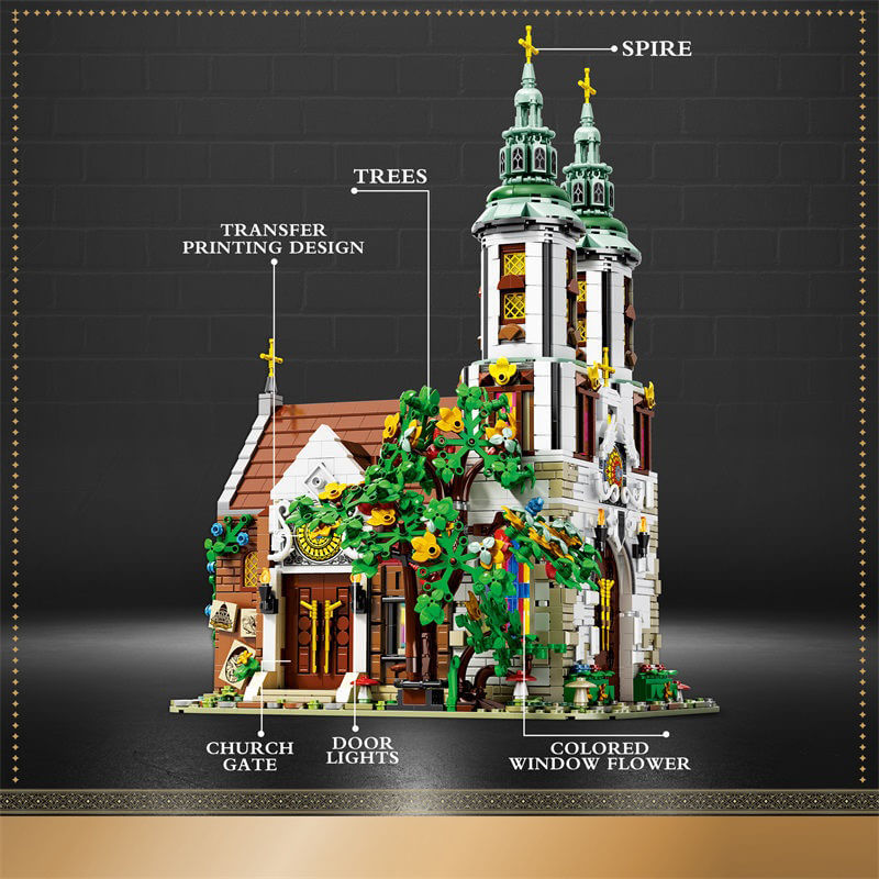Reobrix 66023 Andrew's Church Building Blocks Set - 3D Architecture Model Kit for Adults & Teens - Creative DIY Construction Toy for Home Decor, Gift & Collectibles - Perfect for Church Lovers & LEGO Enthusiasts