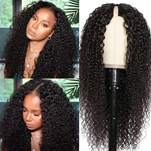 small cap curly v part wig natural color