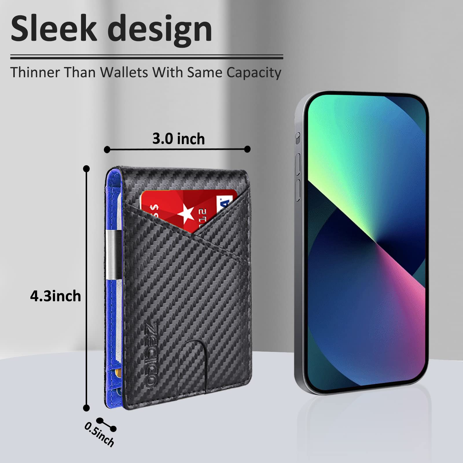 Slim RFID Blocking Leather Wallet for Men - Bifold Front Pocket Wallet with Money Clip & ID Window - Credit Card Holder - Perfect Gift for Dad, Husband, Boyfriend (Office, Travel, Everyday Carry)