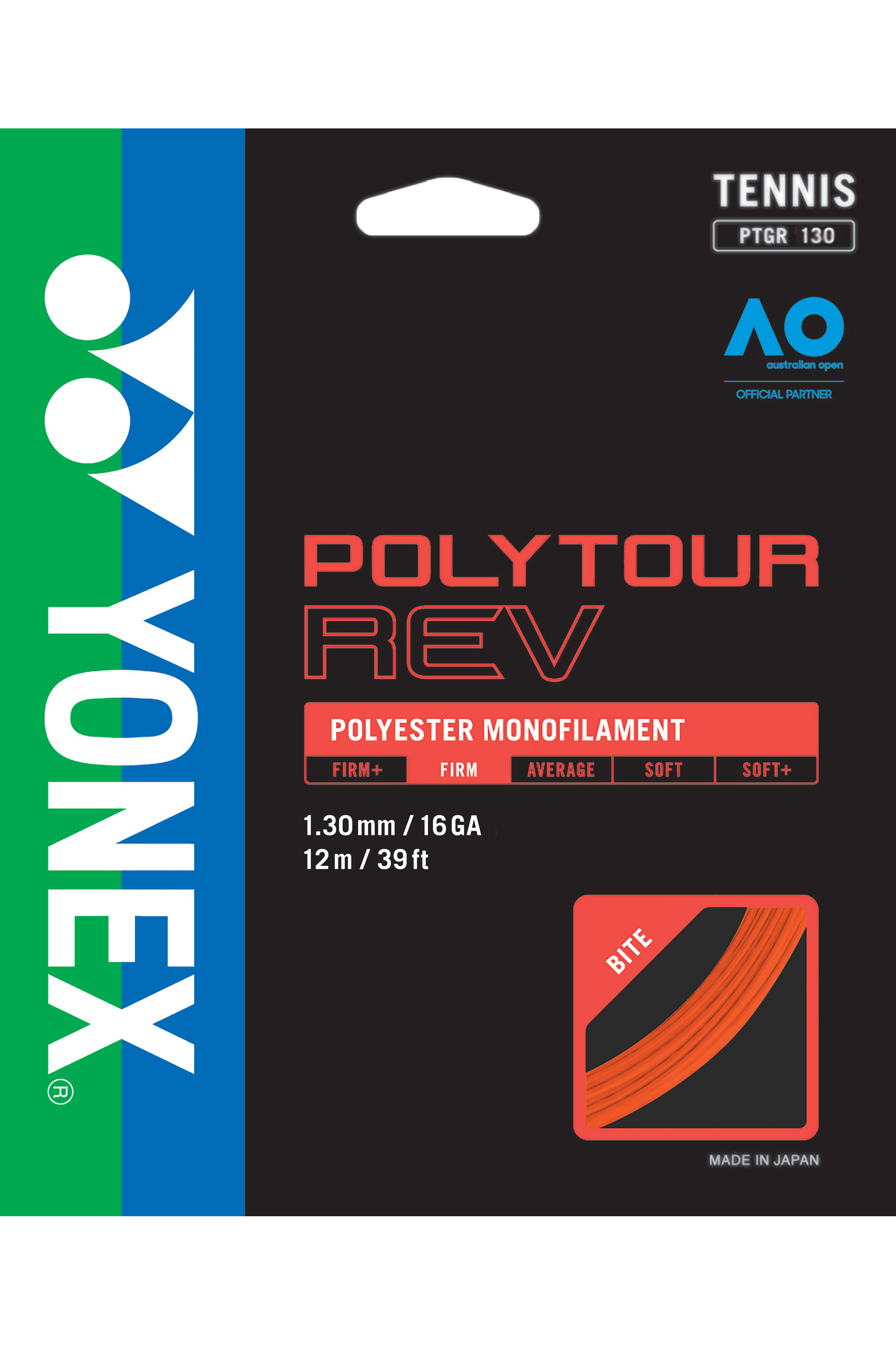 Yonex Polytour REV 130 Tennis Strings - High Performance Polyester String for Spin & Control | Perfect for Competitive Players & Tournament Play