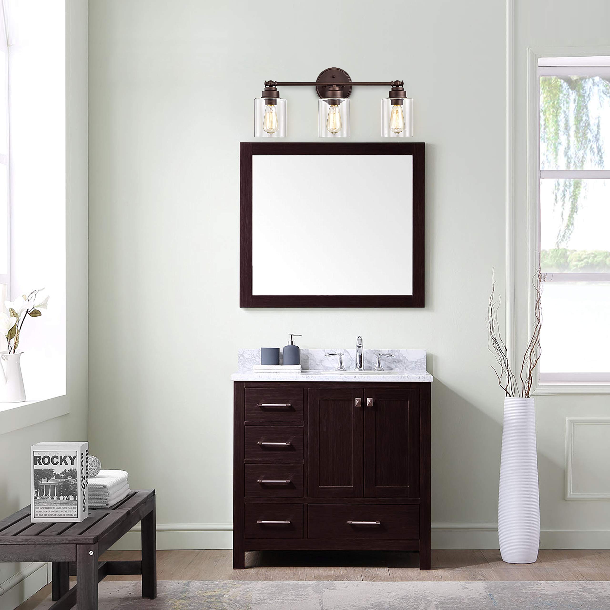 3-Light Oil Rubbed Bronze Bathroom Vanity Light Fixture - 23 Inch Wide - Perfect for Modern and Traditional Bathroom Decor