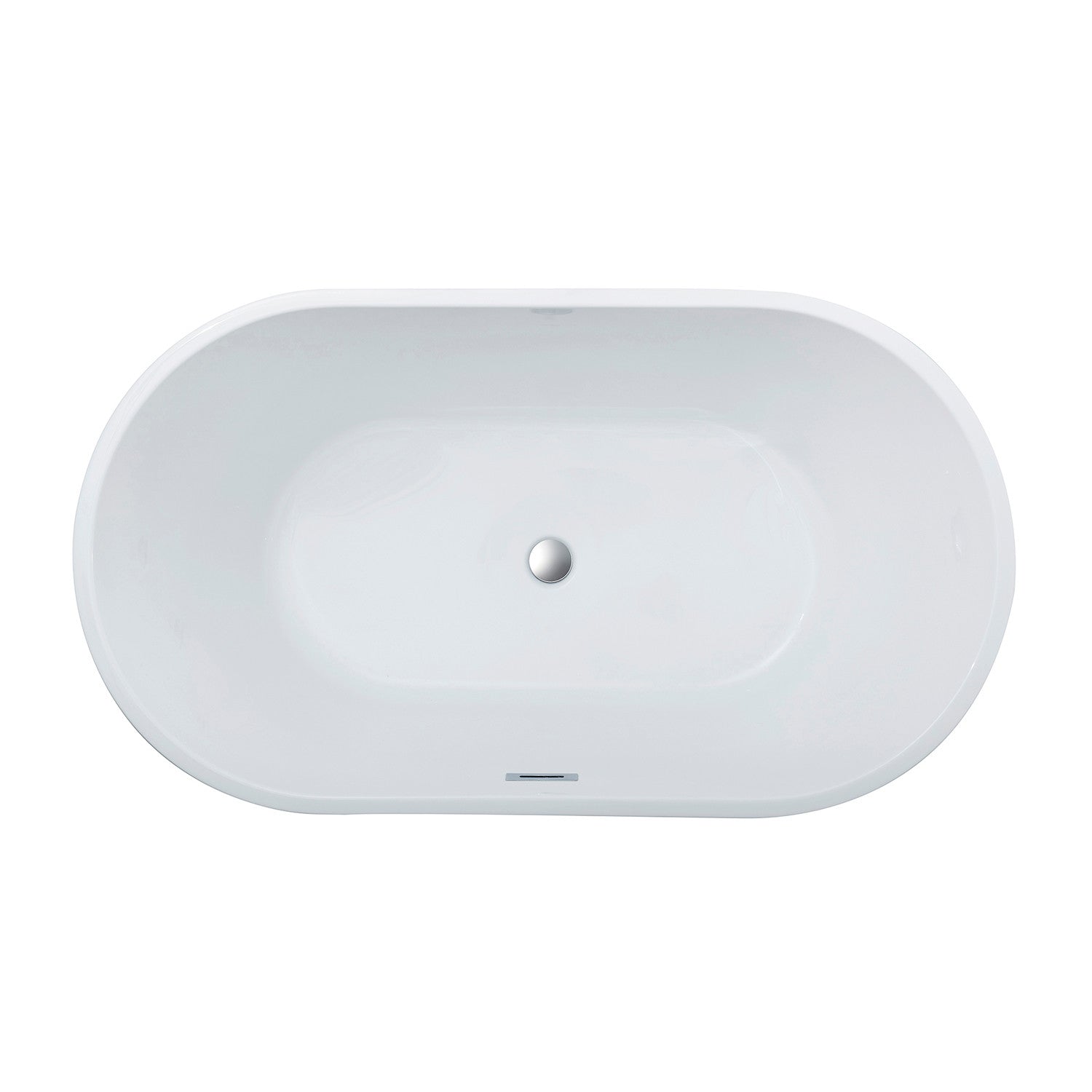 Aqua Eden VTDE533023 53-Inch Freestanding Acrylic Oval Bathtub with Drain - Glossy White - Luxury Soaking Tub for Spa, Bathroom, and Relaxation at Home