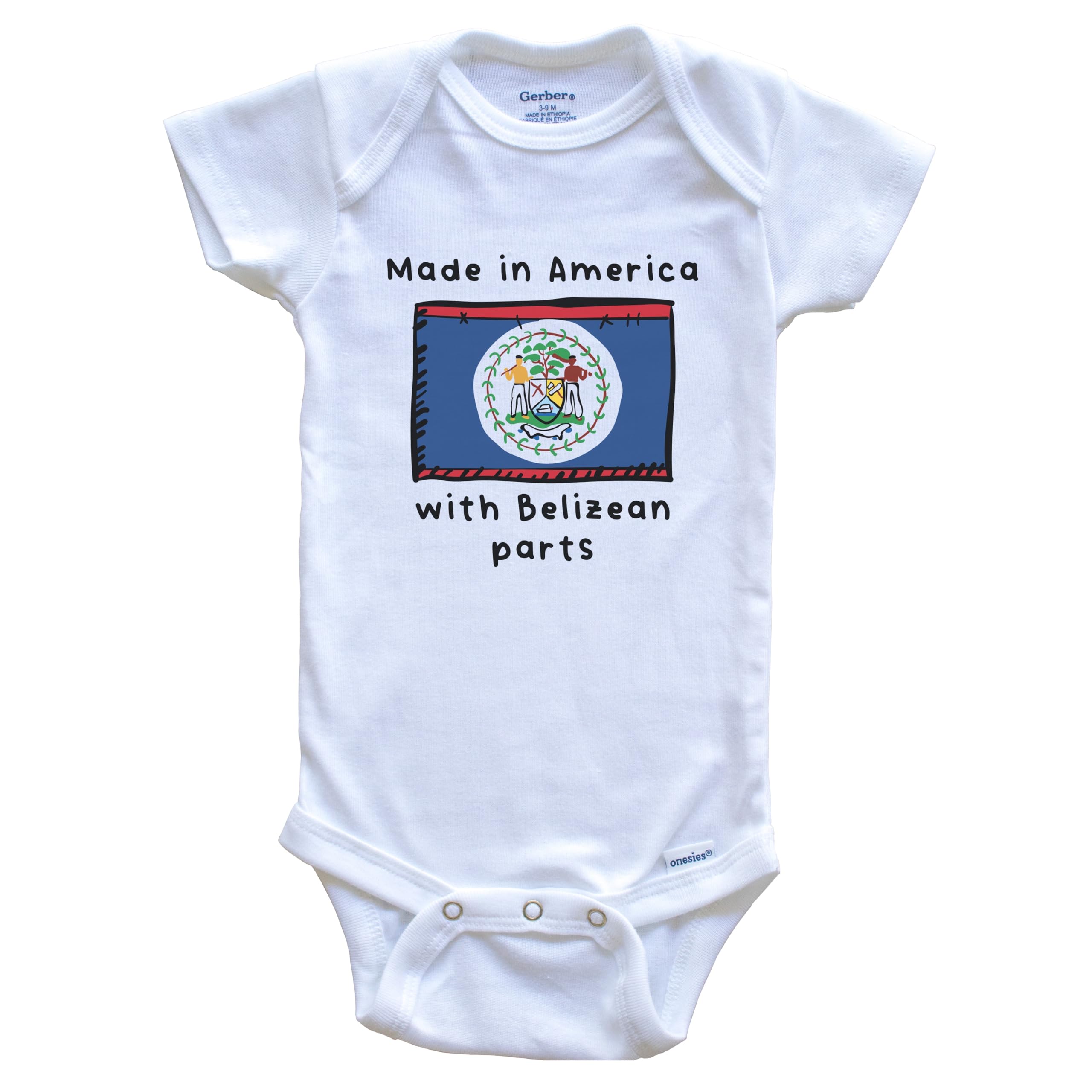 Belize Flag One Piece Baby Bodysuit - Made in USA with Belizean Materials | Perfect for Cultural Celebrations & Patriotic Events
