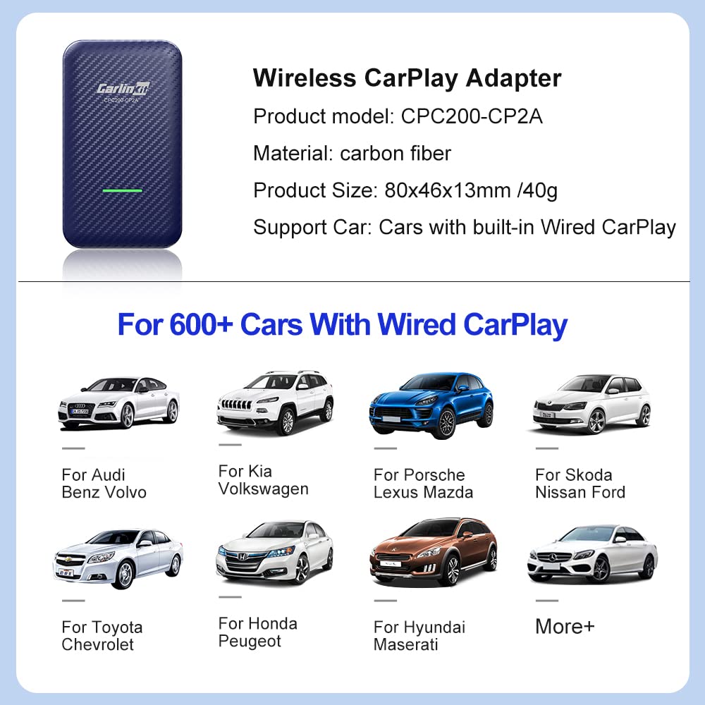 2024 Upgraded CarlinKit 4.0 2-in-1 Wireless CarPlay & Android Auto Adapter - Plug & Play Converter for OEM Wired to Wireless - 5.8GHz Low Latency - Perfect for Commuting, Road Trips & Hands-Free Driving