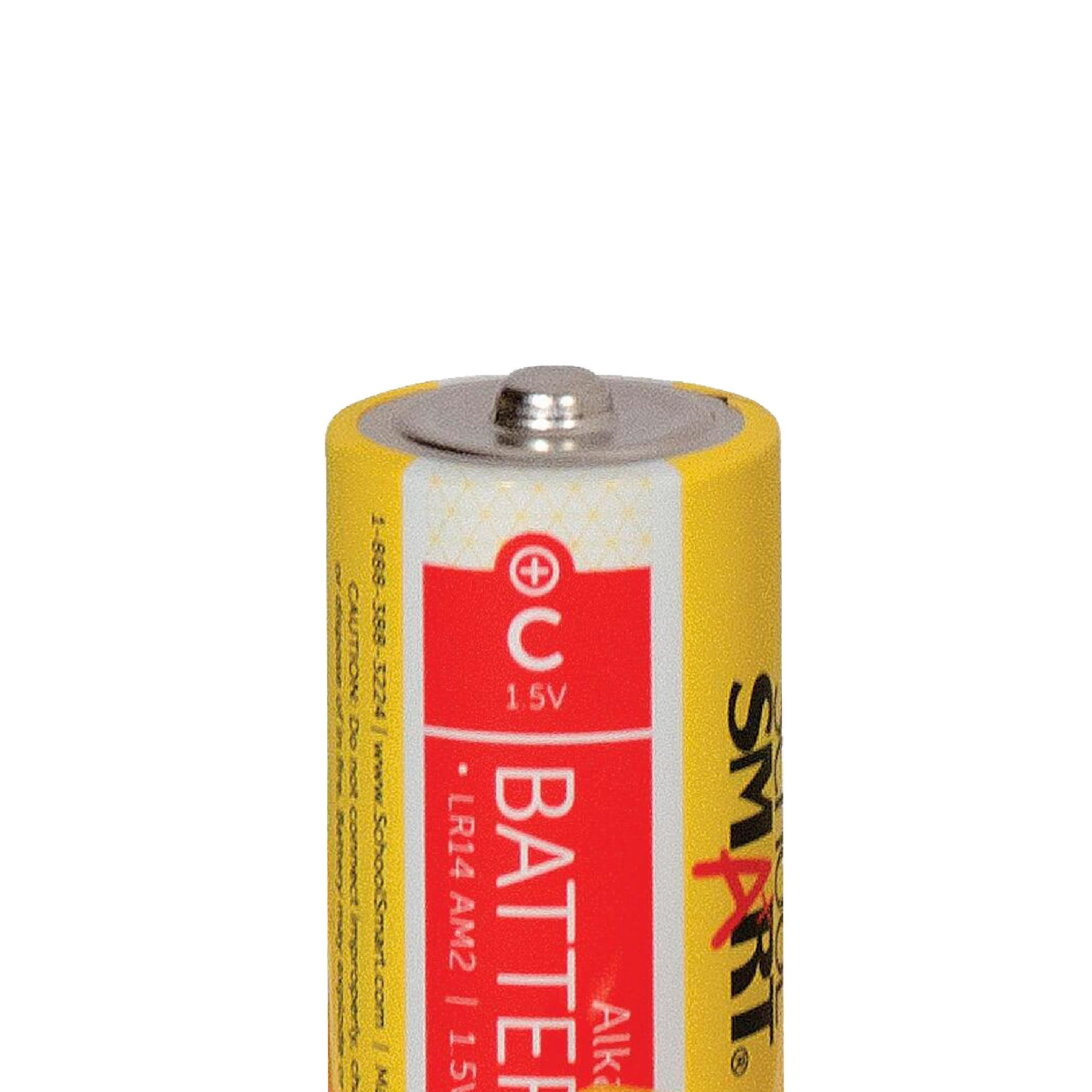 School Smart Alkaline C Batteries - 2 Pack | Long-Lasting Power for Toys, Flashlights & Remote Controls