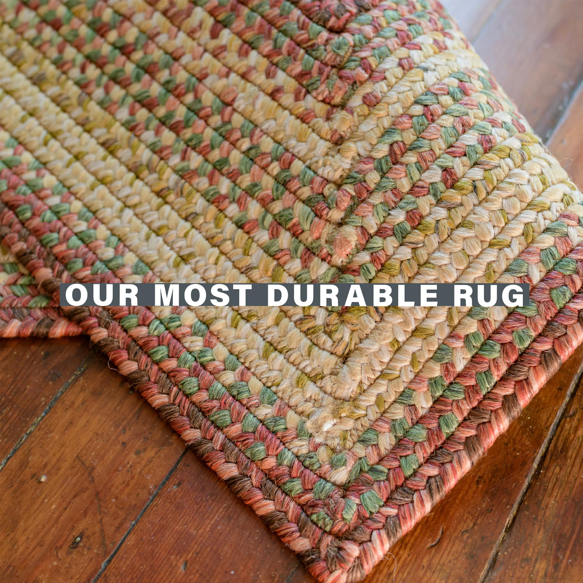Barcelona Braided Rug & Red Country Kitchen Mat 27x45 - Washable, Pet-Friendly Non-Slip Rug for Living Room, Bedroom, Dining Area - Perfect for High Traffic Areas & Pet Owners