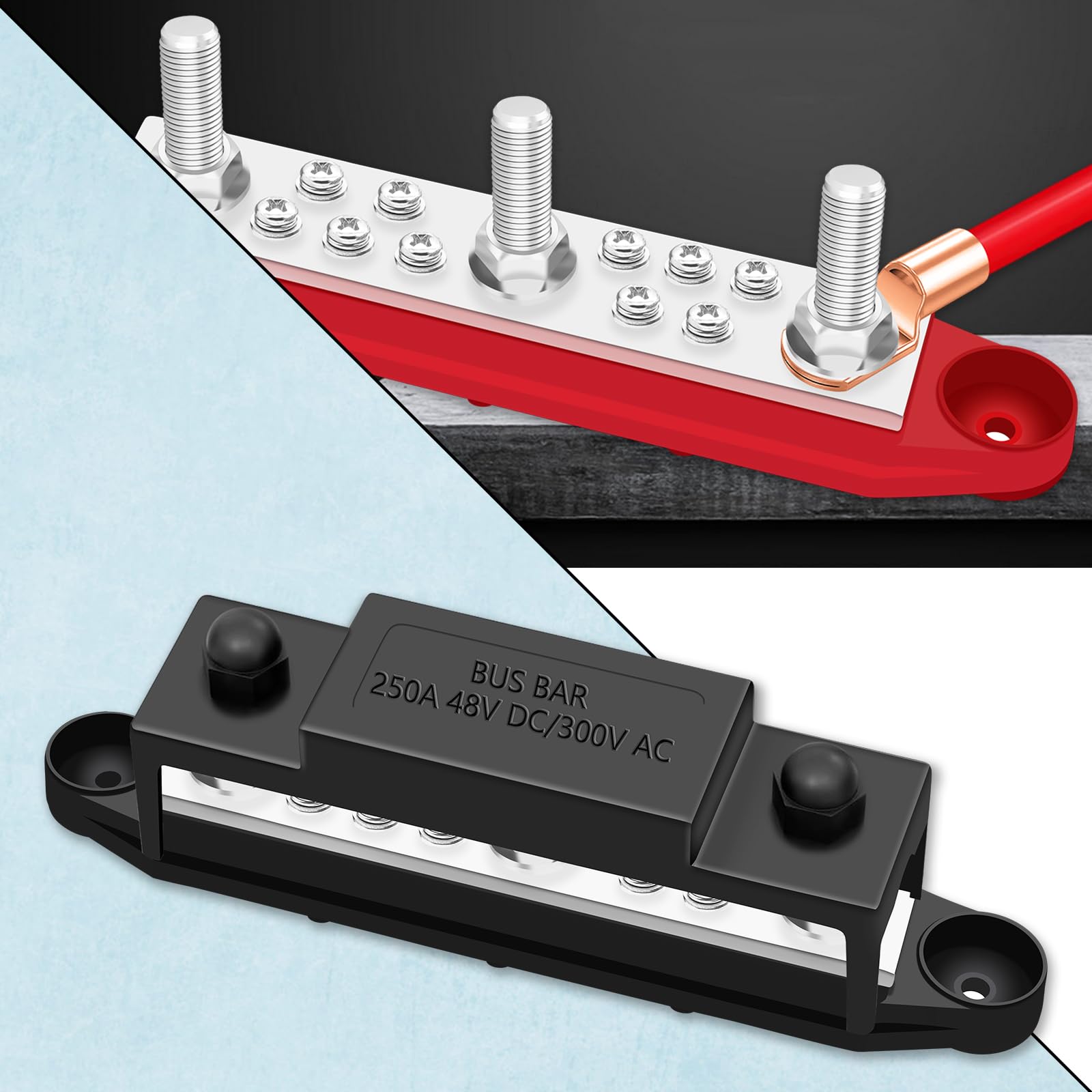 250A Power Distribution Block - 12V Bus Bar with 5/16
