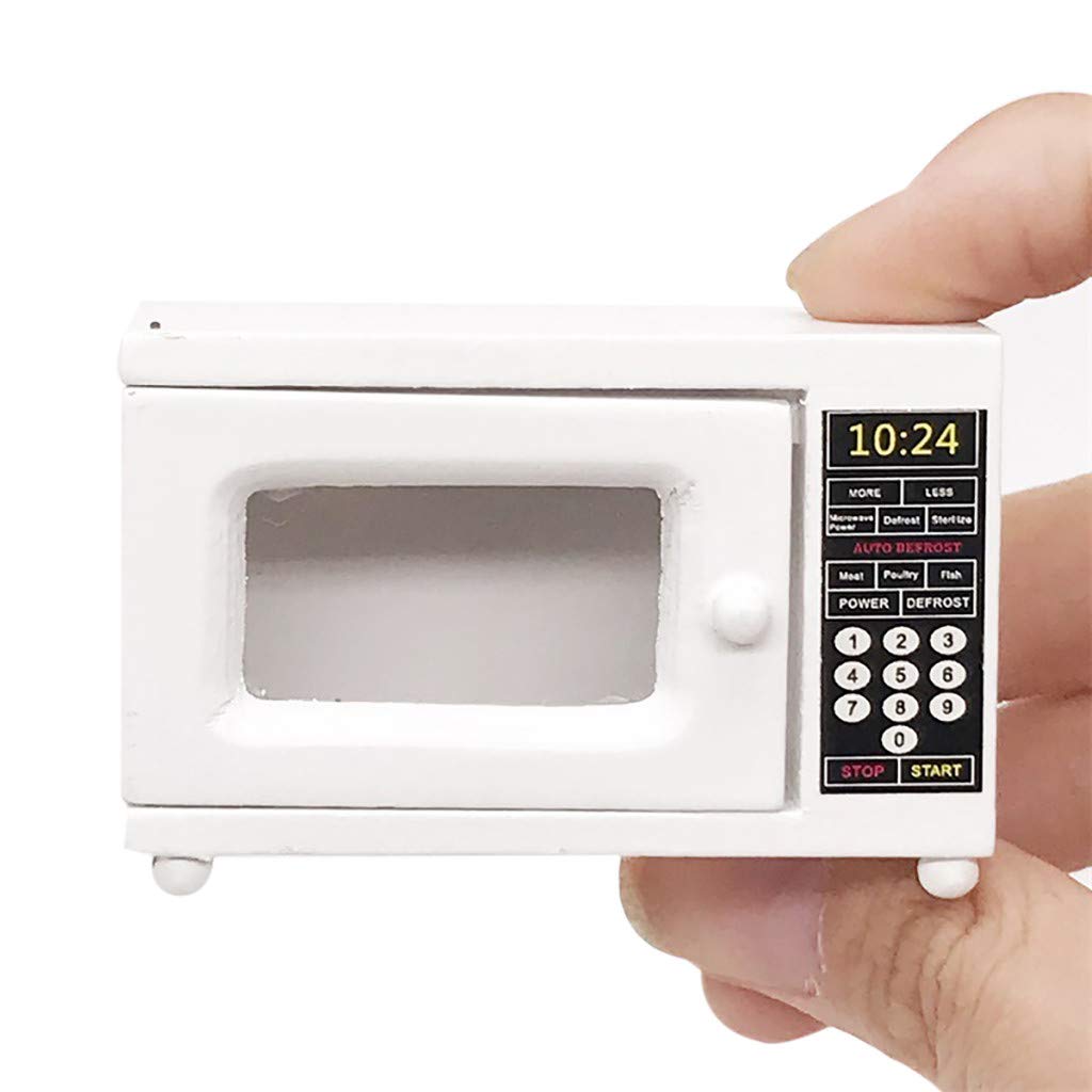 1:12 Scale Dollhouse Miniature Furniture - Wooden Microwave Oven White for Dollhouse Decoration | Perfect for DIY Dollhouse Accessories, Miniature Room Displays & Collectors