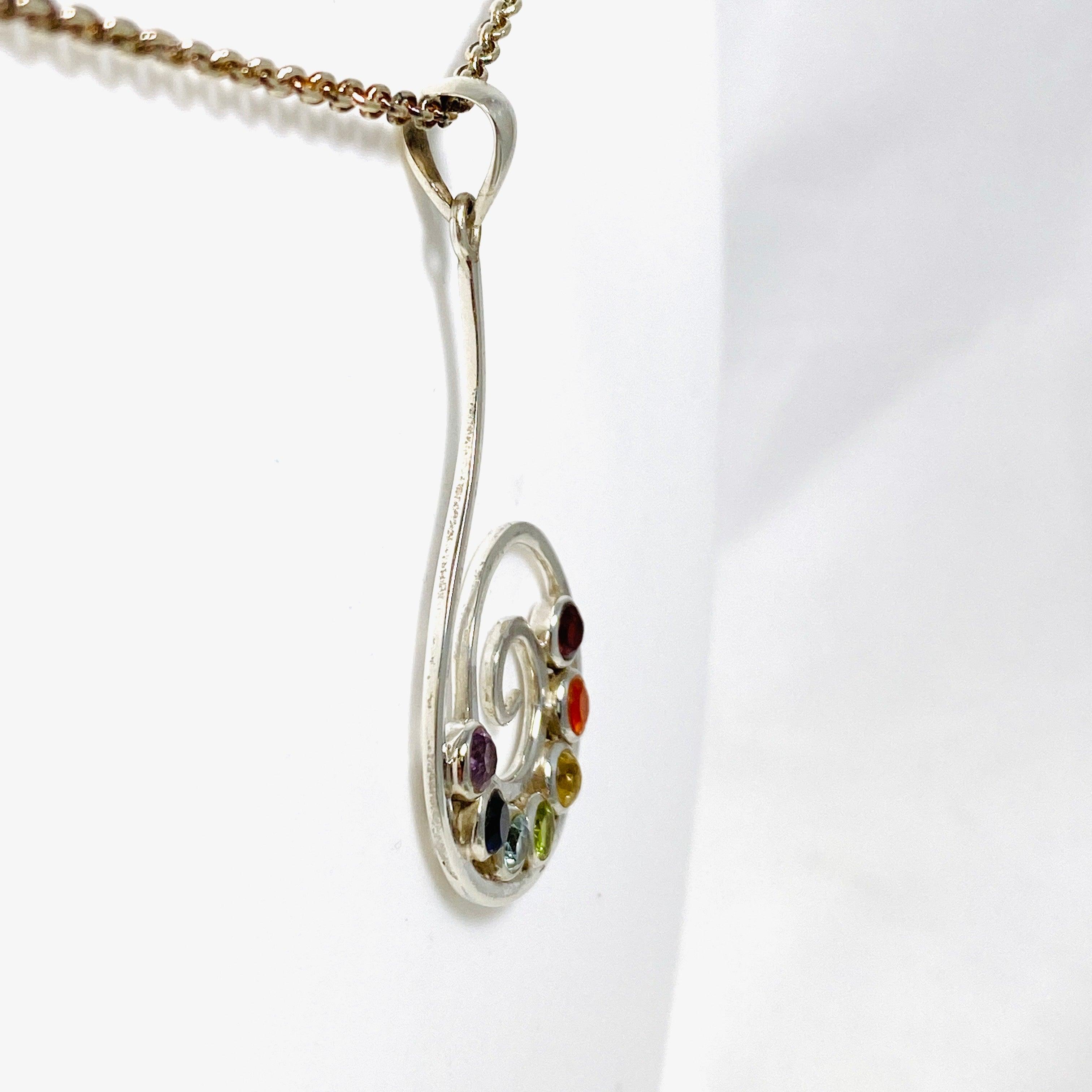 Chakra Spiral Pendant Necklace PPGJ566 - Healing Crystal Jewelry for Meditation, Yoga & Spiritual Balance | Perfect for Energy Cleansing & Mindful Gifts