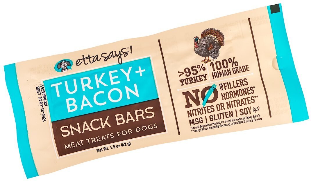 Etta Says! Turkey Bacon Snack Bars for Dogs & Cats - High Protein, Grain-Free Dog & Cat Treats - Perfect for Training, Rewards & Travel Snacks